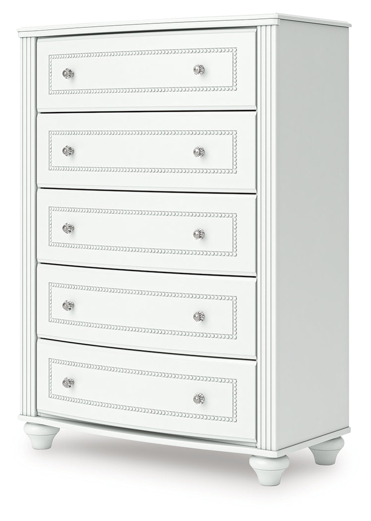 Kozlani White Five Drawer Chest - Ornate Home