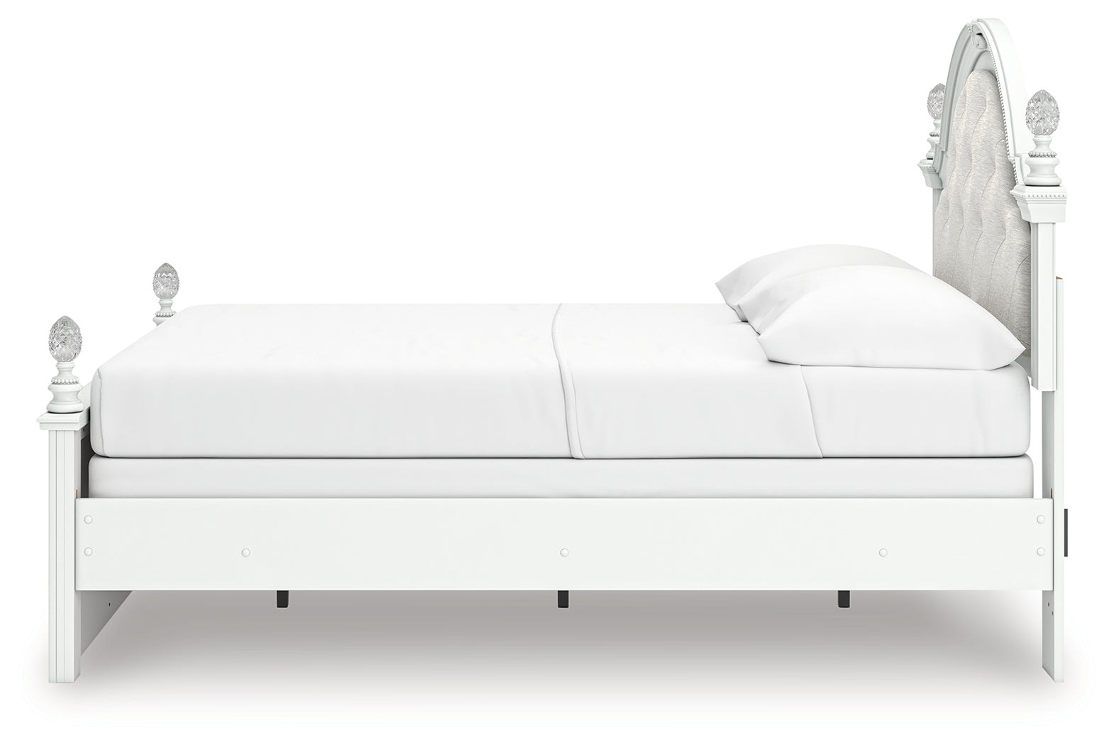 Kozlani White Full Upholstered Panel Bed, Dresser and Mirror (Online Special Price) - Ornate Home