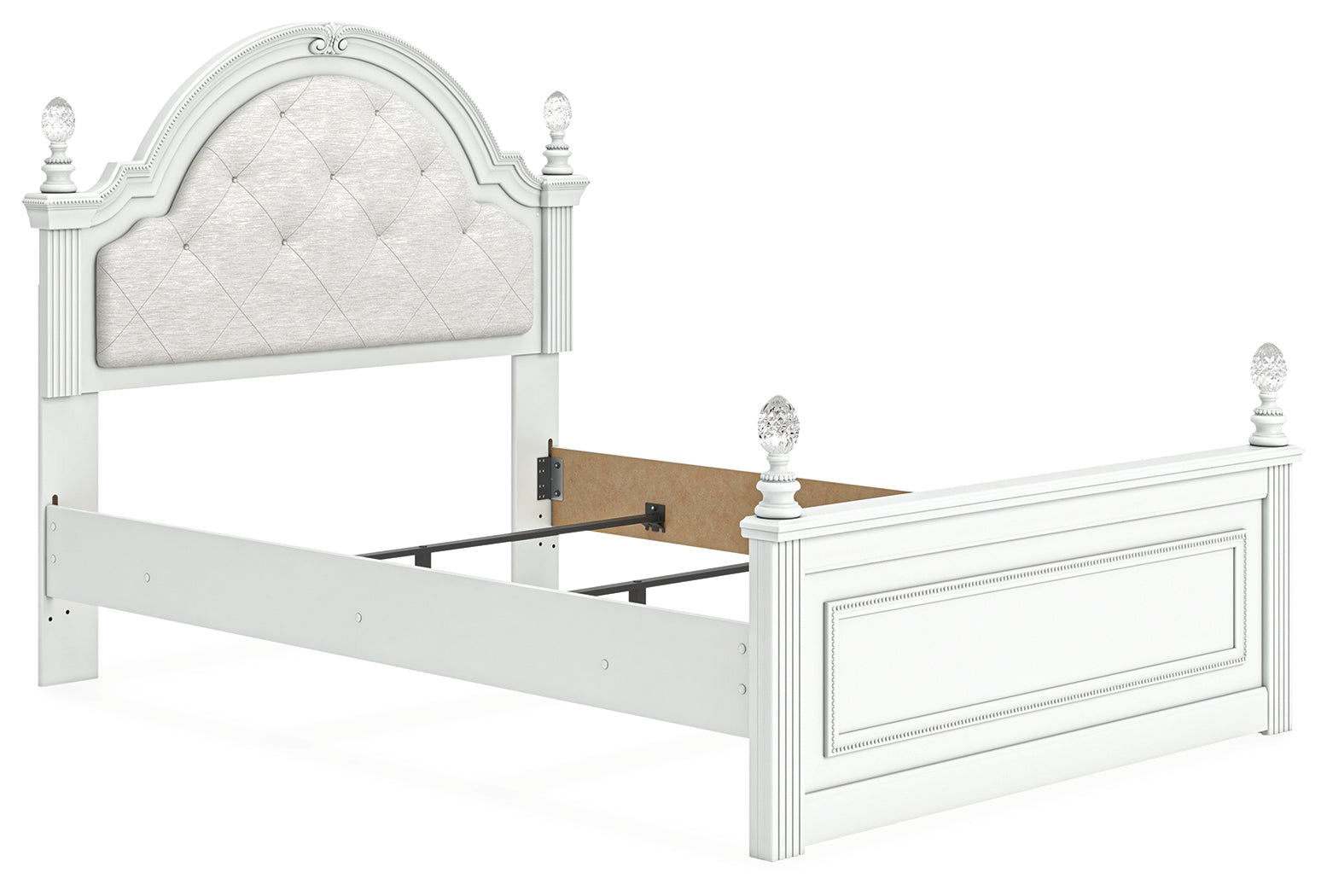 Kozlani White Full Upholstered Panel Bed, Dresser and Mirror (Online Special Price) - Ornate Home