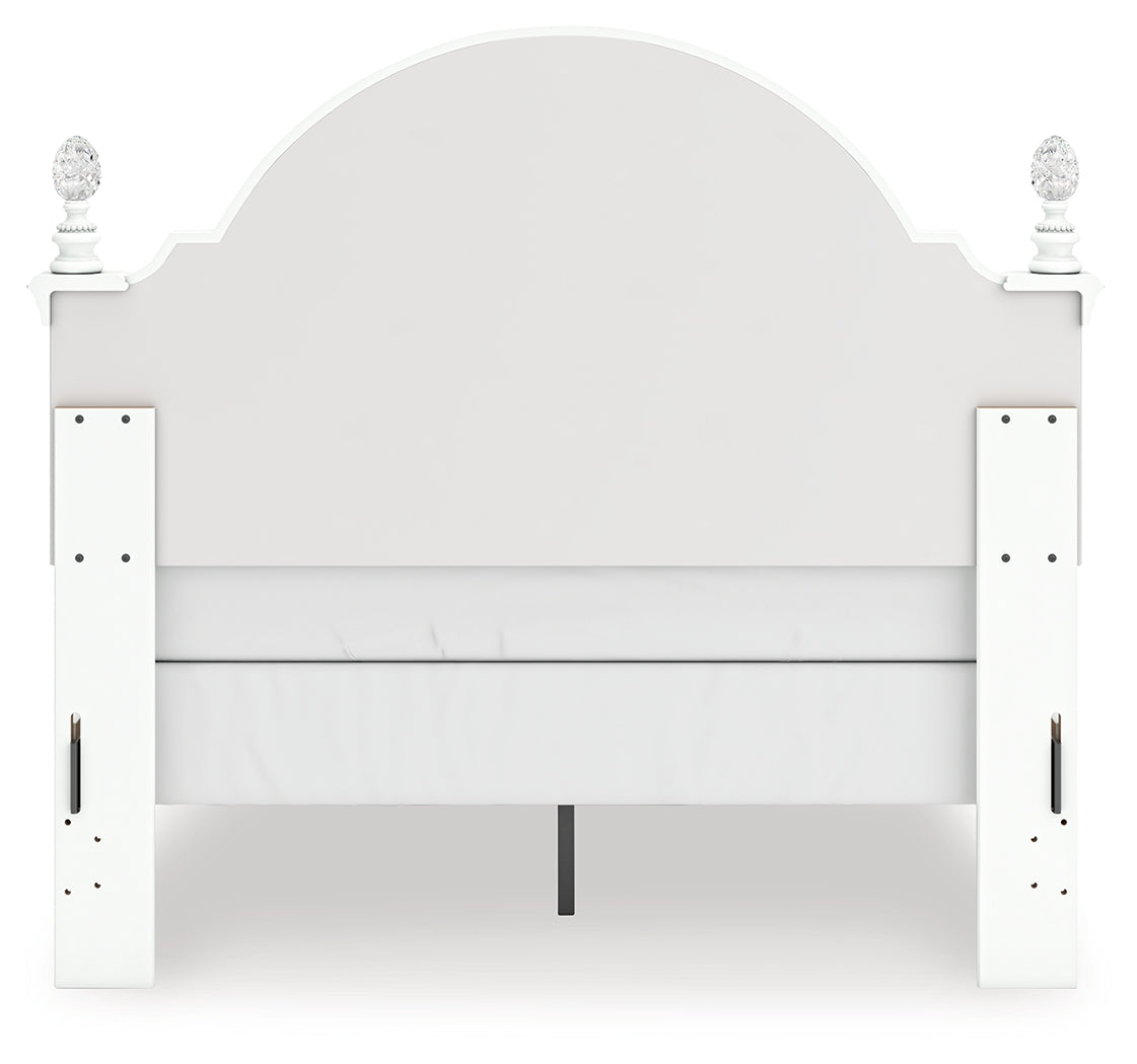 Kozlani White Full Upholstered Panel Bed, Dresser and Mirror - Ornate Home
