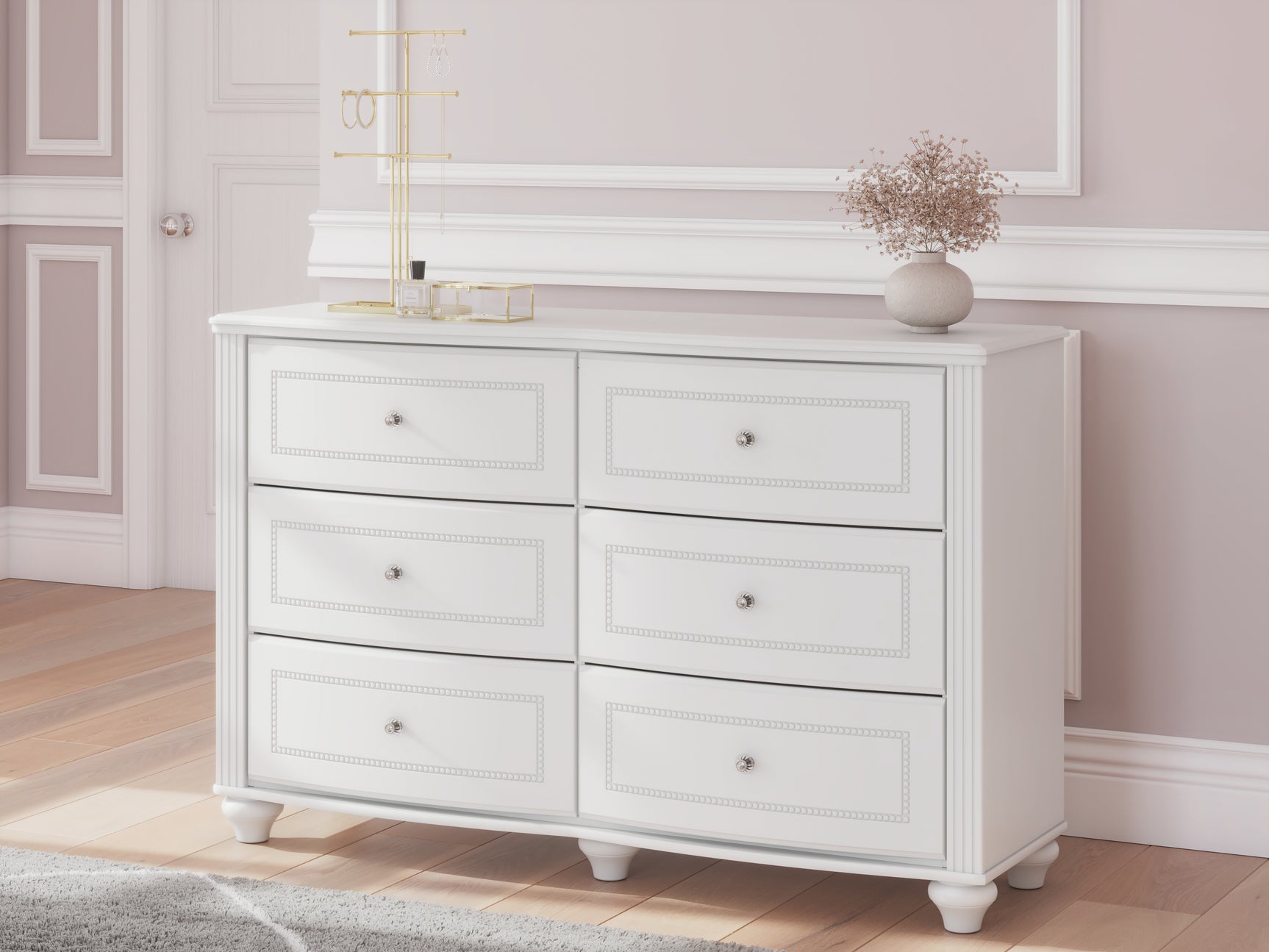 Kozlani White Six Drawer Dresser - Ornate Home