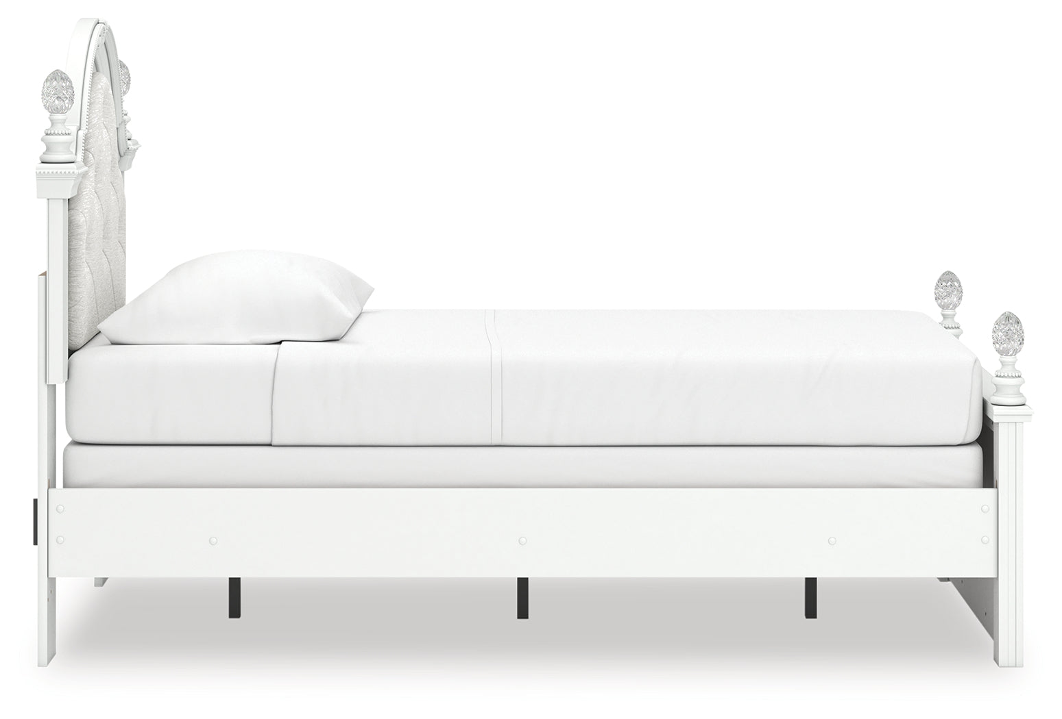 Kozlani White Twin Upholstered Panel Bed, Dresser and Mirror (Online Special Price) - Ornate Home