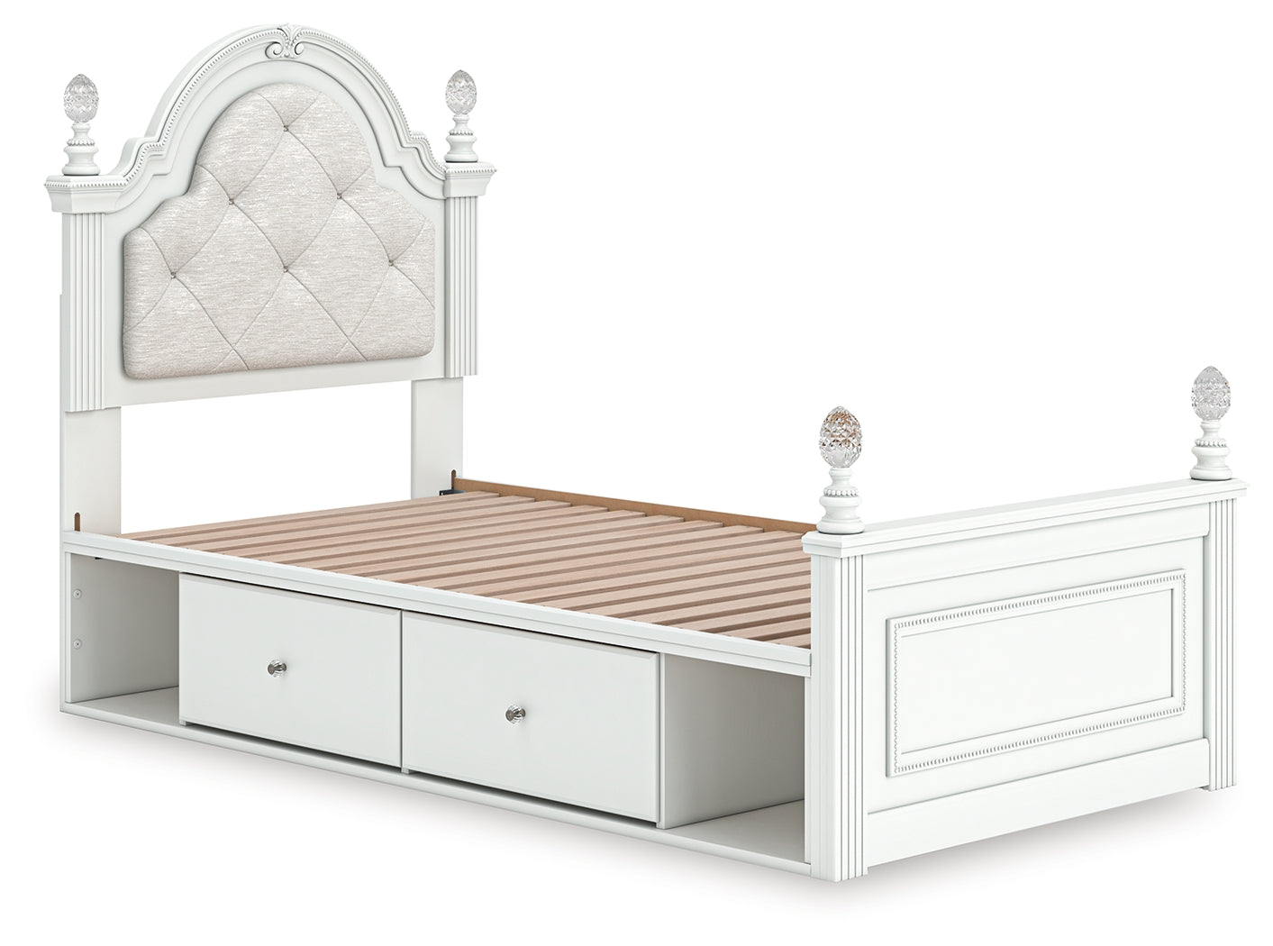 Kozlani White Twin Upholstered Panel Storage Bed (Online Special Price) - Ornate Home