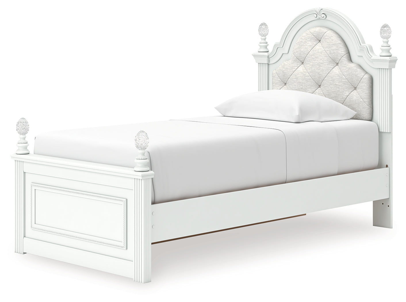 Kozlani White Twin Upholstered Panel Storage Bed (Online Special Price) - Ornate Home