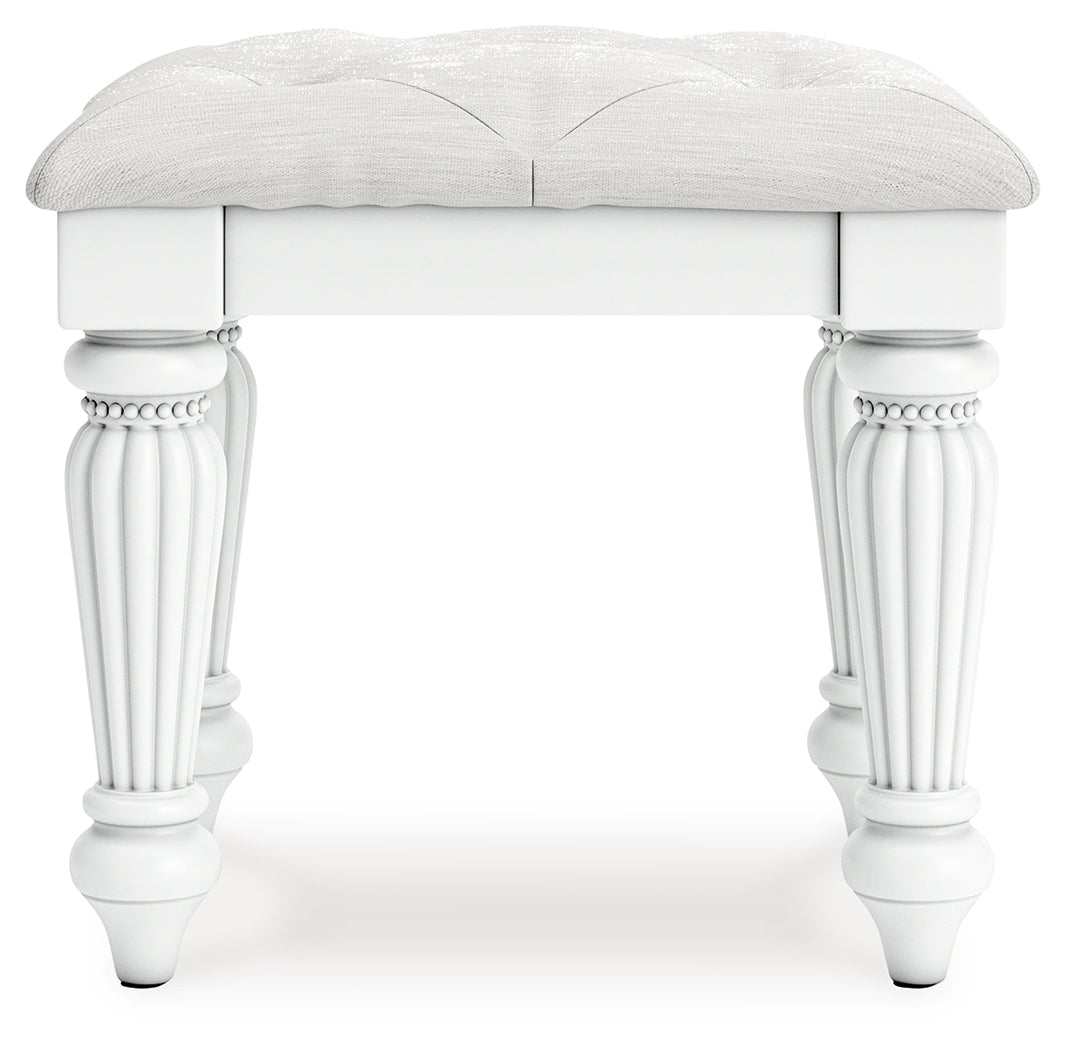 Kozlani White Vanity, Mirror and Stool (Online Special Price) - Ornate Home