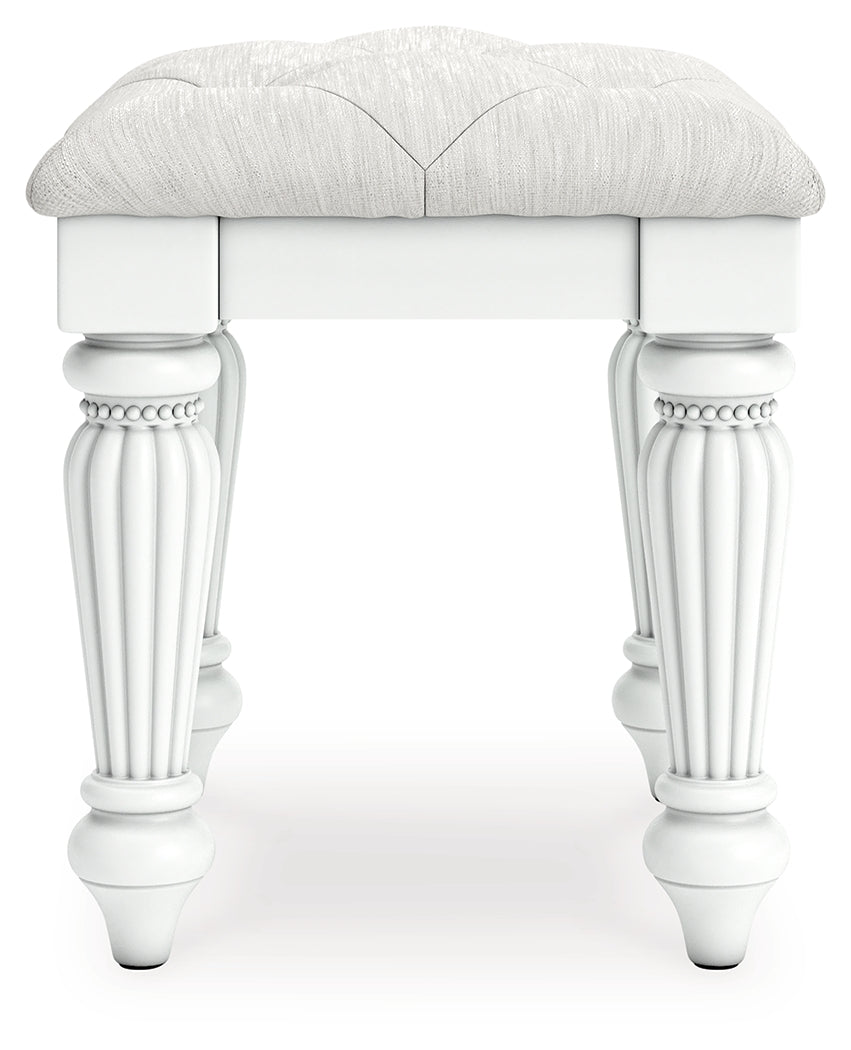 Kozlani White Vanity, Mirror and Stool - Ornate Home