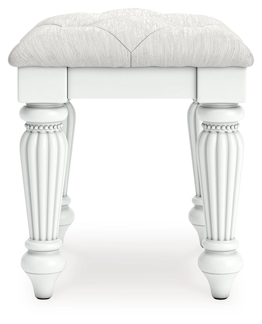 Kozlani White Vanity, Mirror and Stool - Ornate Home