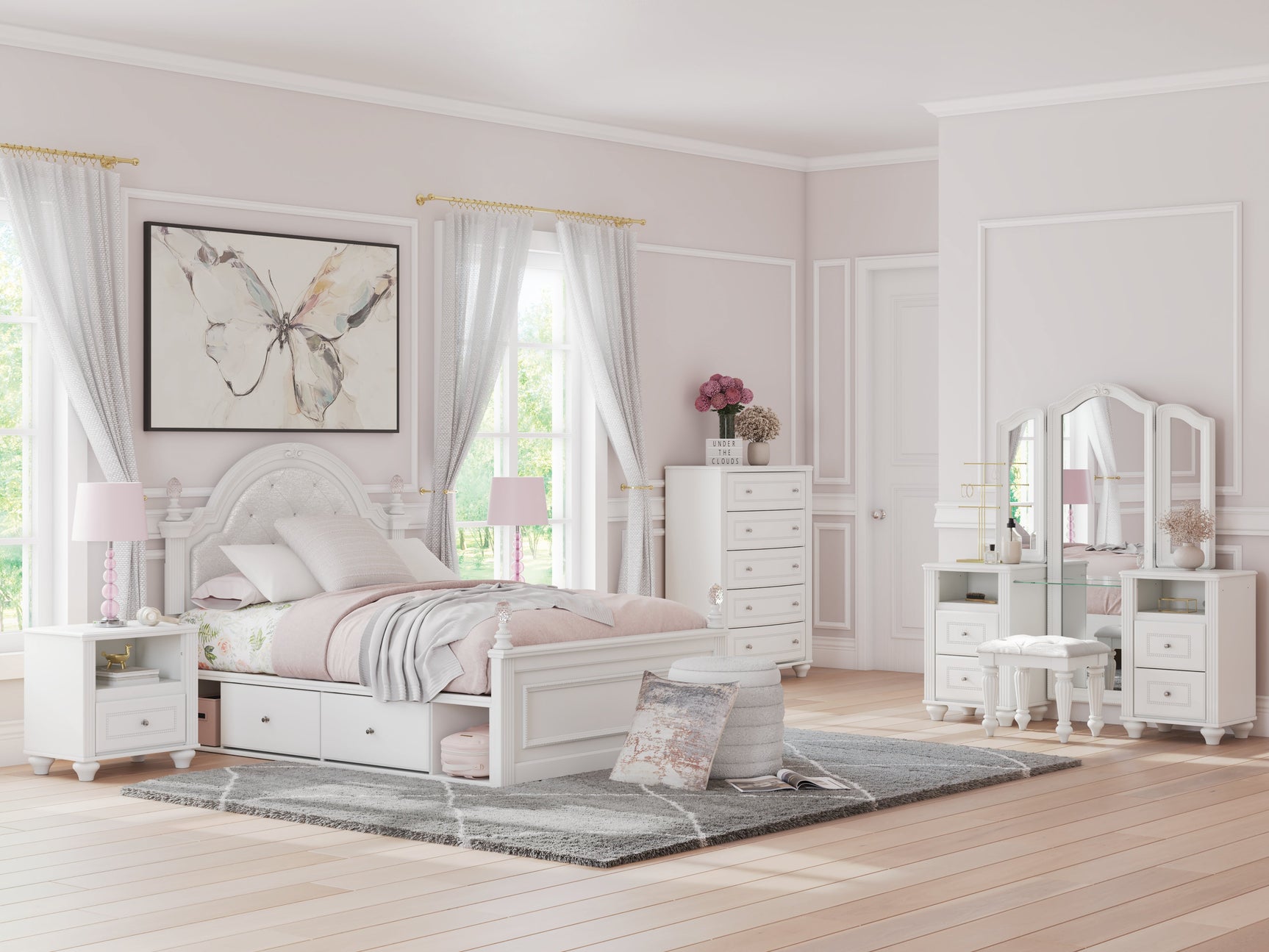 Kozlani White Vanity with Mirror (Online Special Price) - Ornate Home