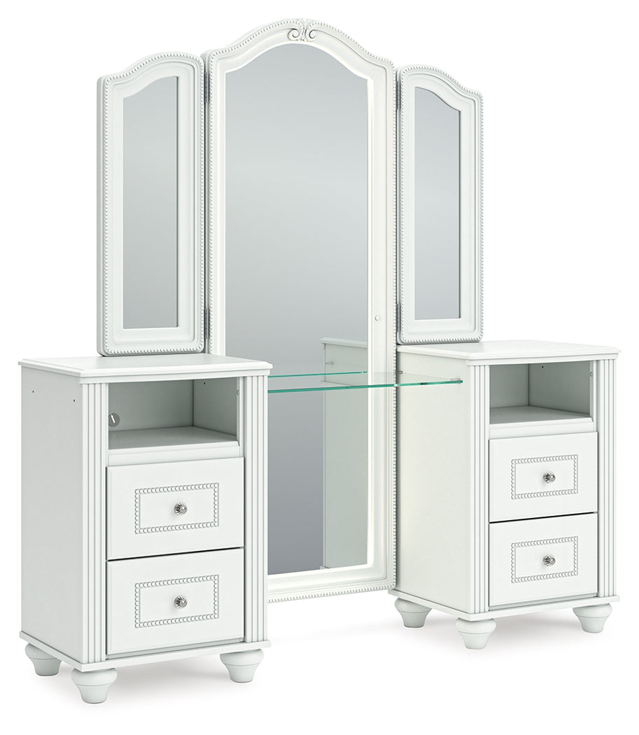 Kozlani White Vanity with Mirror - Ornate Home