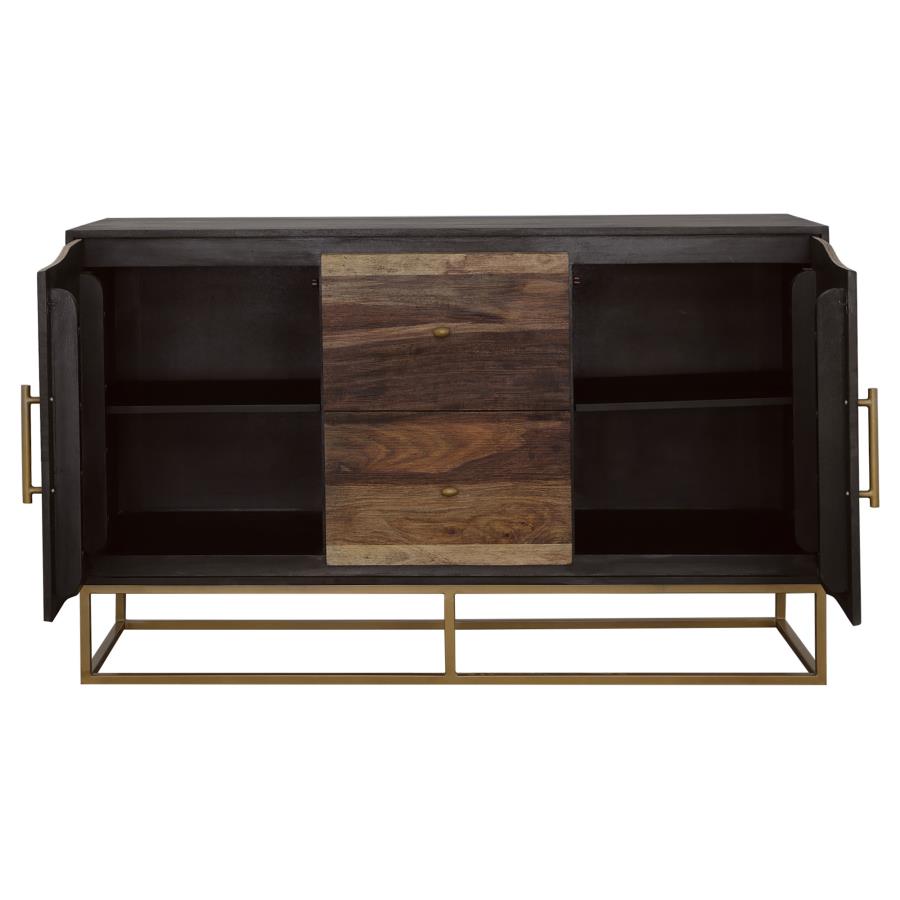 Kris Black Walnut & Gold Accent Cabinet - Ornate Home
