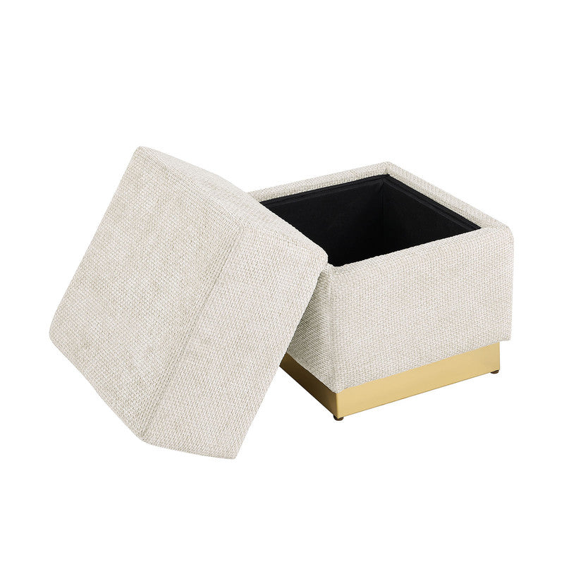 Krysten Beige Storage Stool - Ornate Home