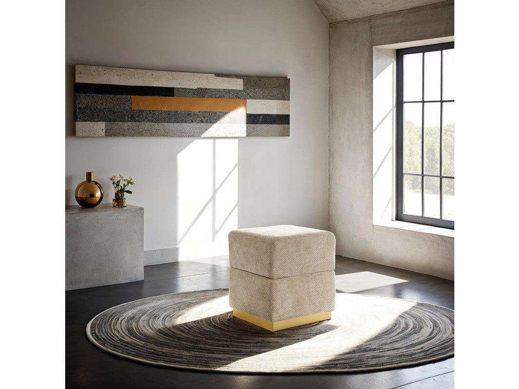 Krysten Silver Gray Storage Stool - Ornate Home