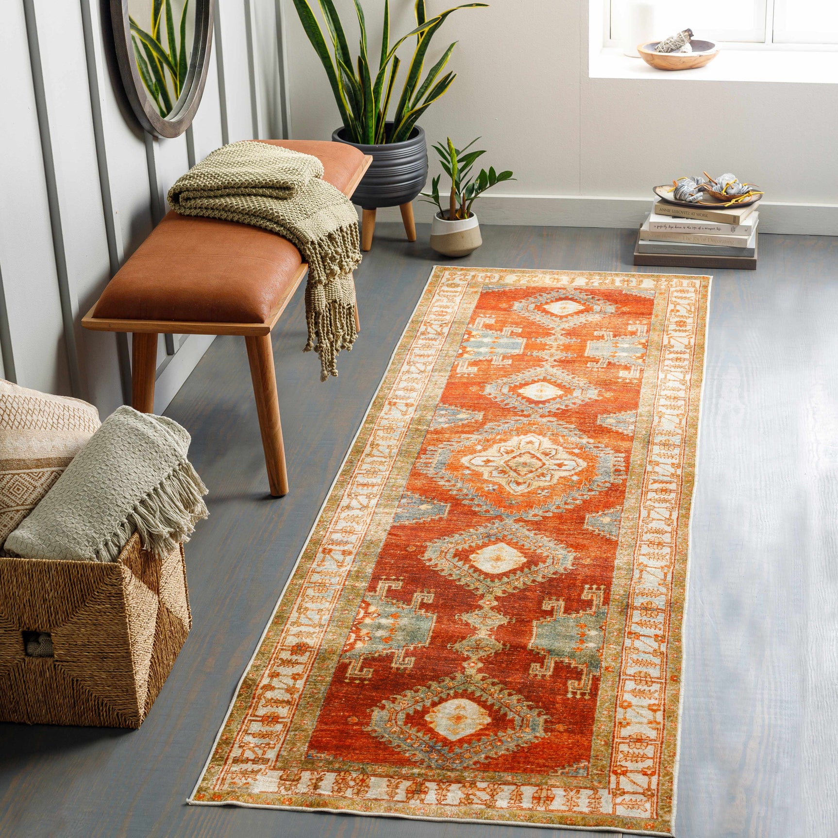 Kullar Orange Washable Area Rug - Ornate Home