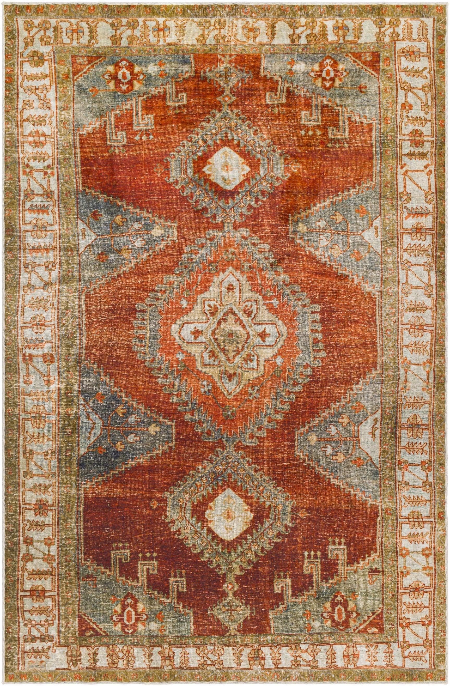 Kullar Orange Washable Area Rug - Ornate Home