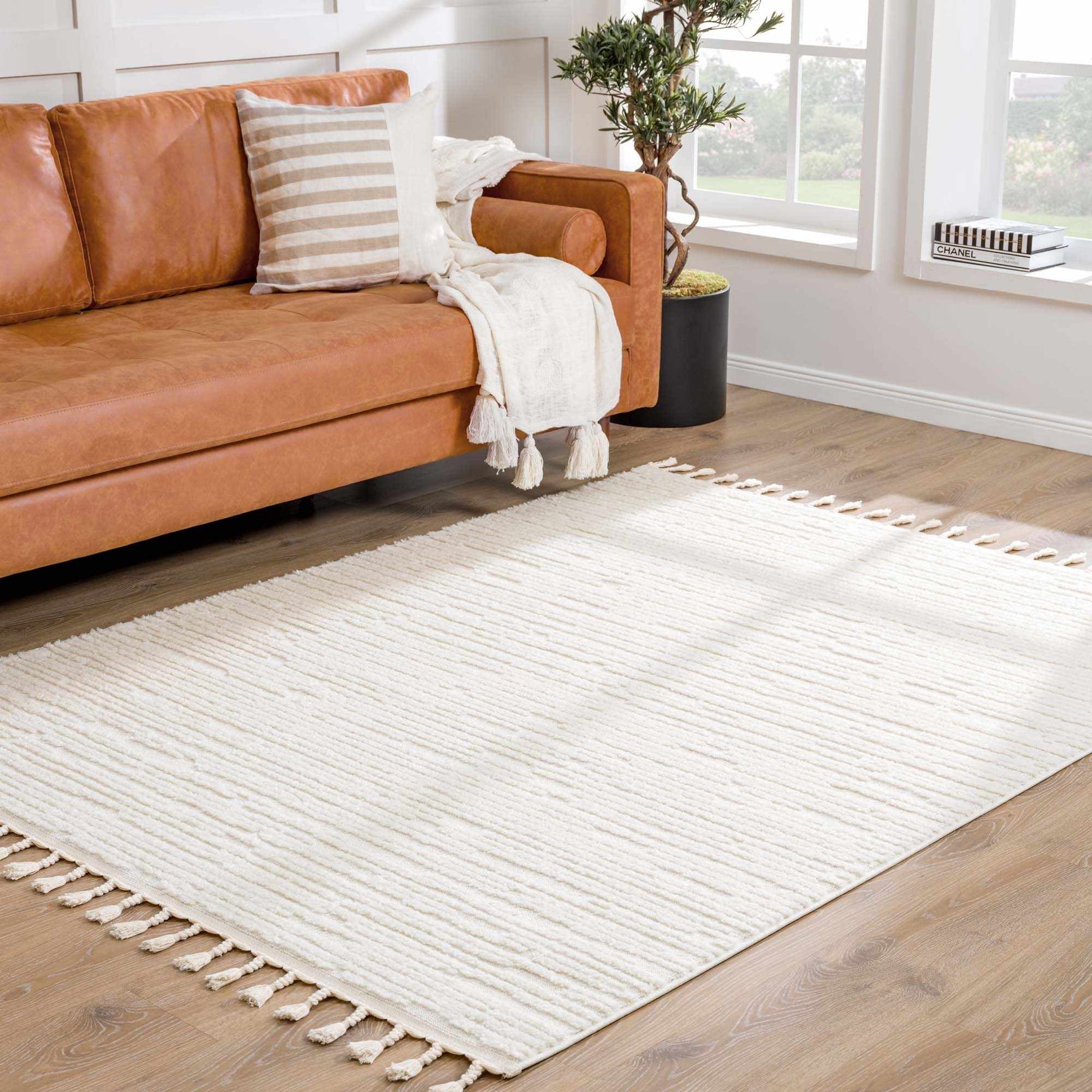 Kulu Textured Area Rug with Tassels - Ornate Home