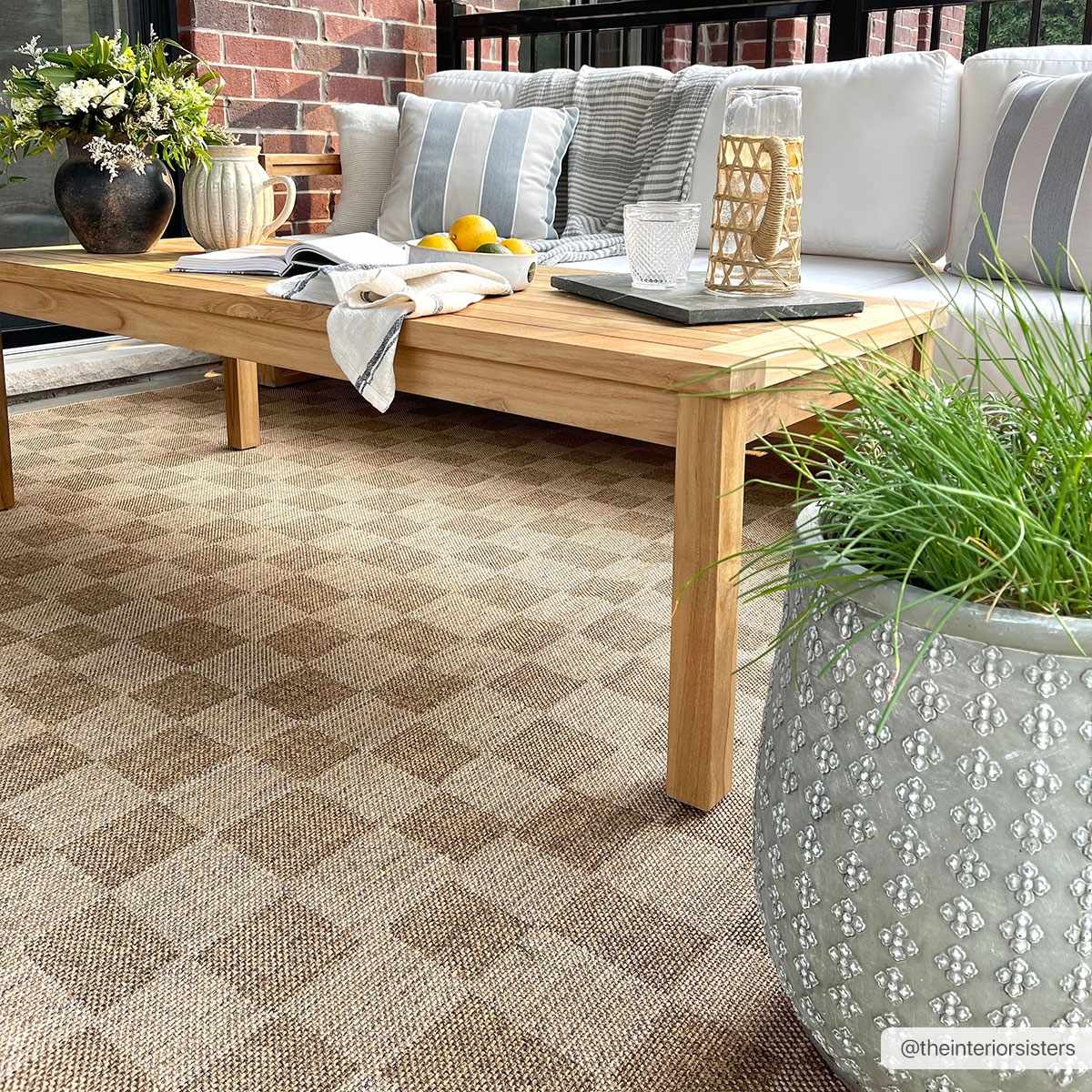 Kuval Checkered Brown Outdoor Rug - Ornate Home