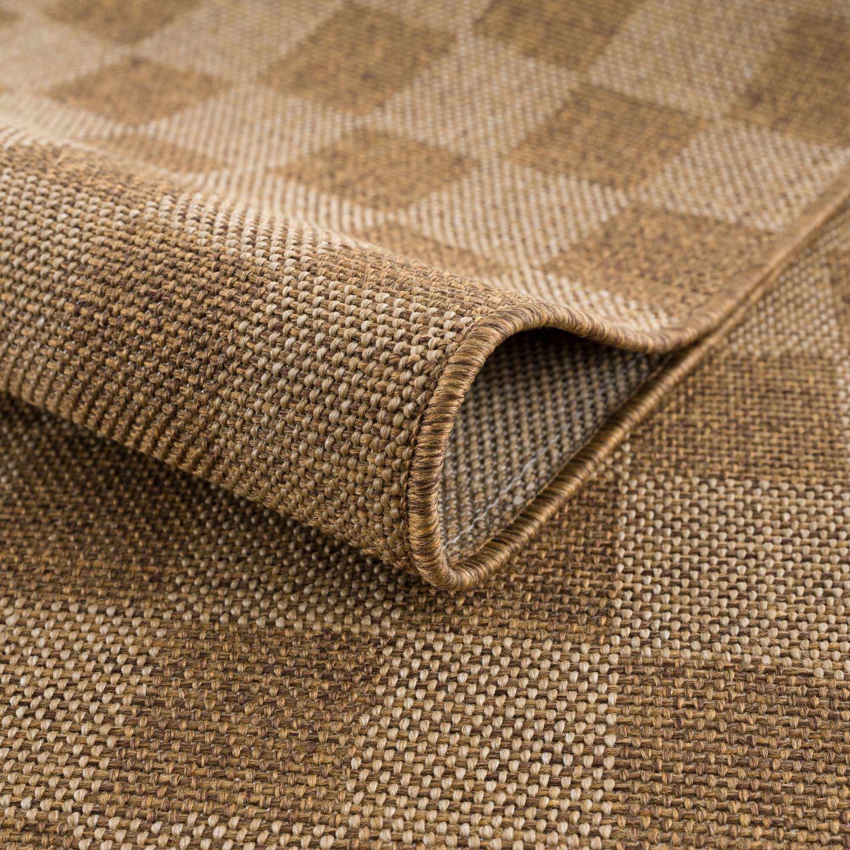 Kuval Checkered Brown Outdoor Rug - Ornate Home