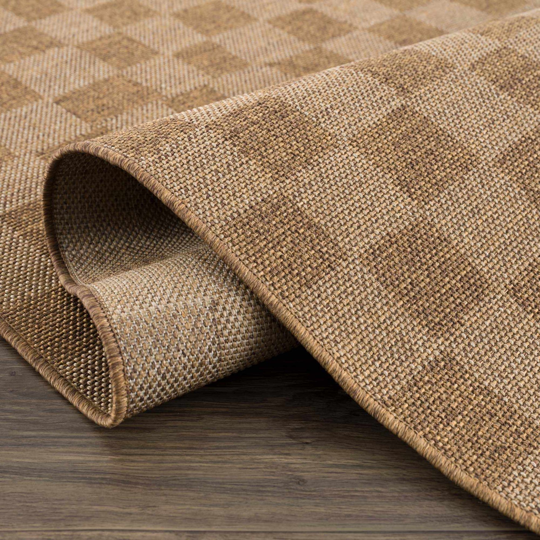 Kuval Checkered Brown Outdoor Rug - Ornate Home