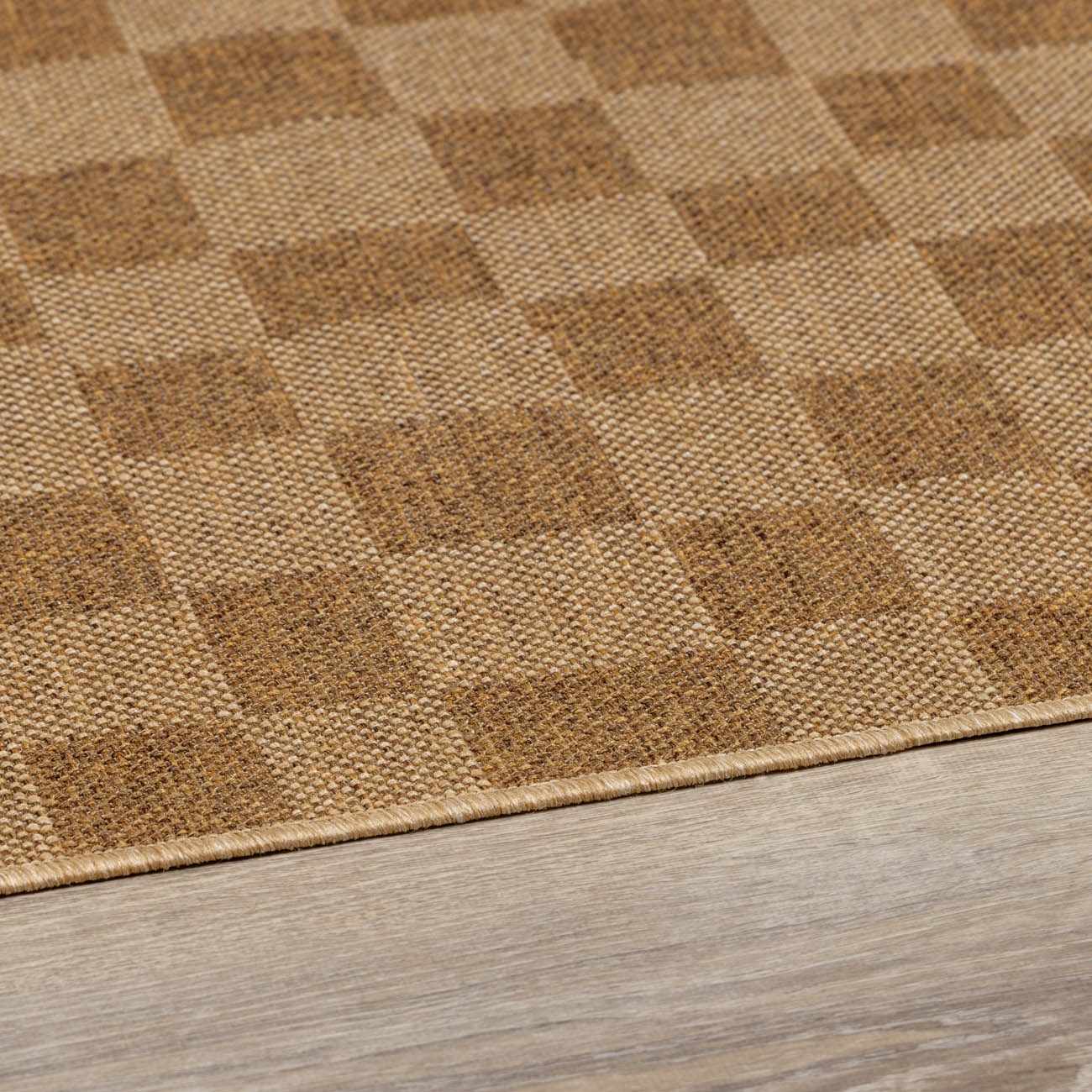 Kuval Checkered Brown Outdoor Rug - Ornate Home