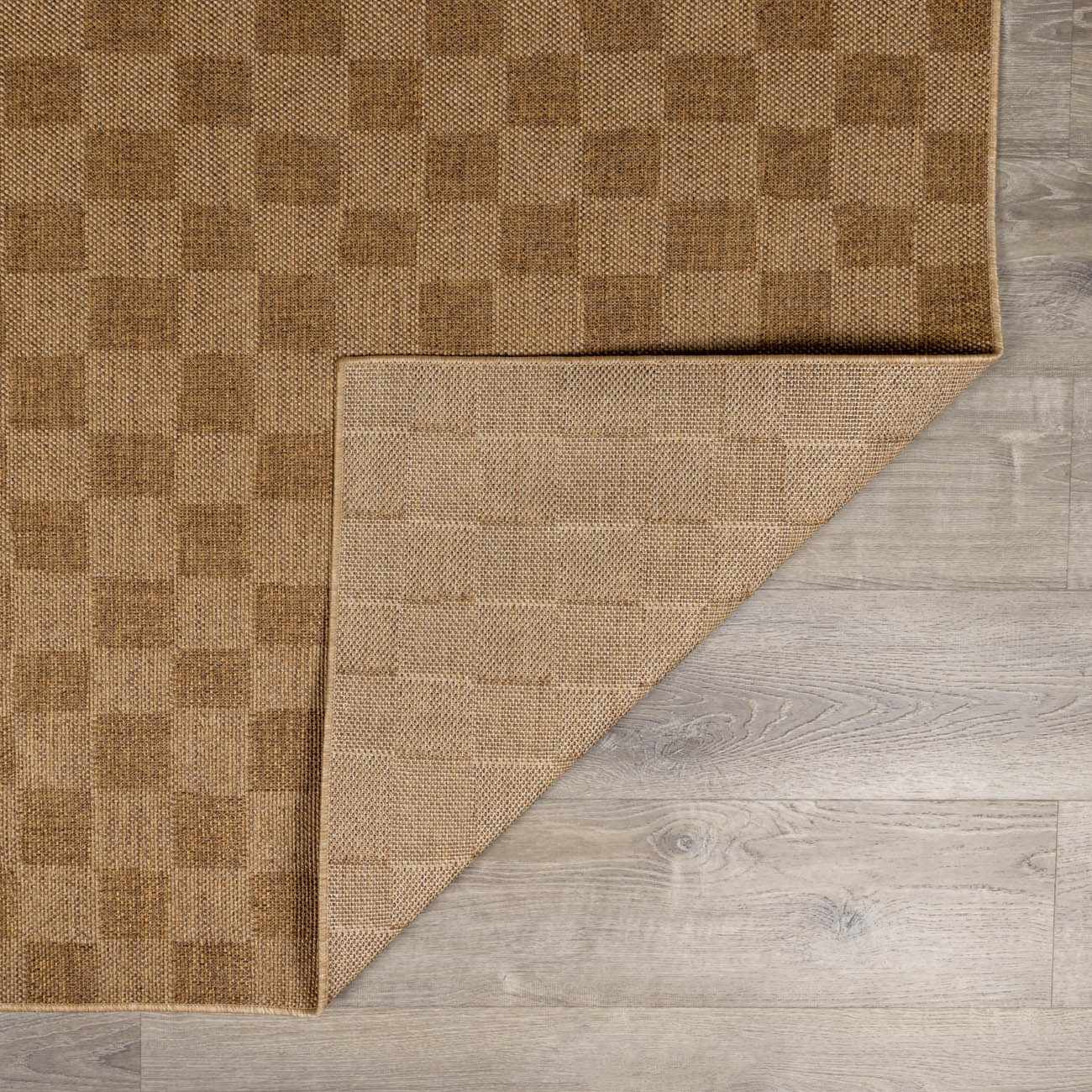 Kuval Checkered Brown Outdoor Rug - Ornate Home