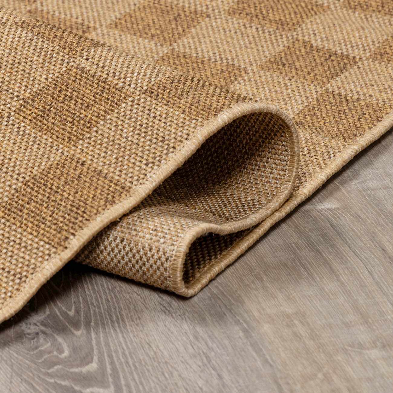 Kuval Checkered Brown Outdoor Rug - Ornate Home