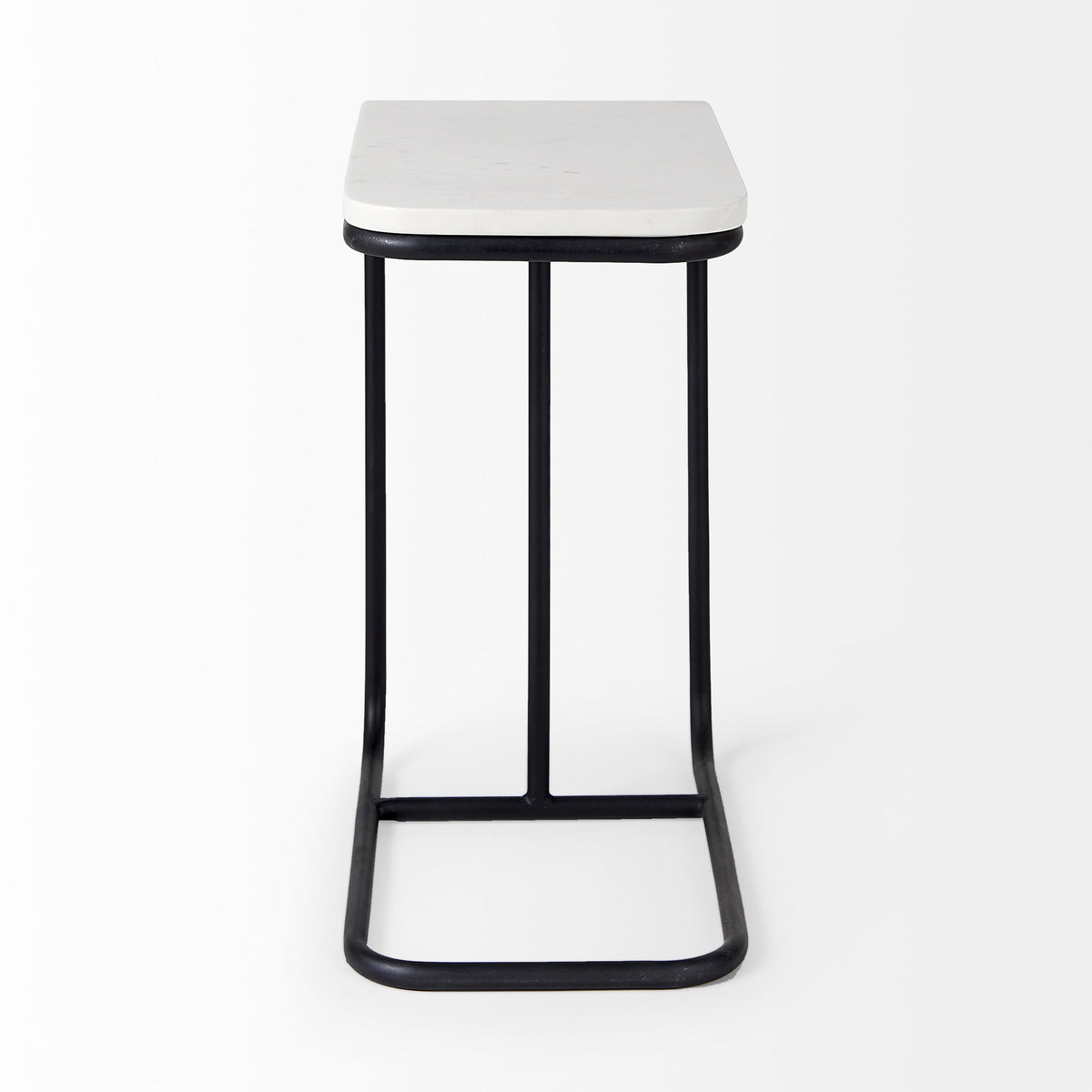 Kyra White/Black Marble Top C-Shaped End and Side Table - Ornate Home