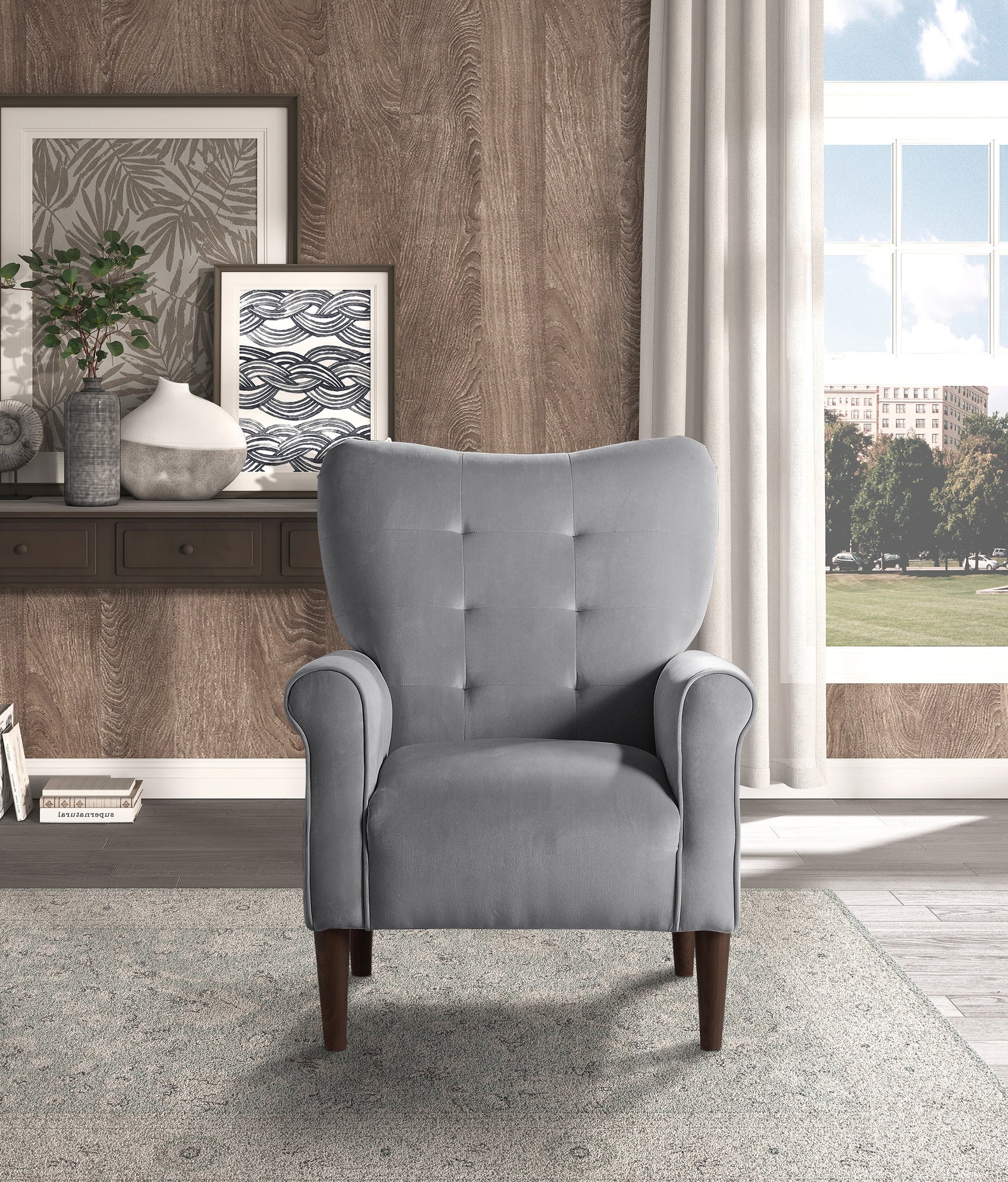 Kyrie Dark Gray Velvet Accent Chair - Ornate Home