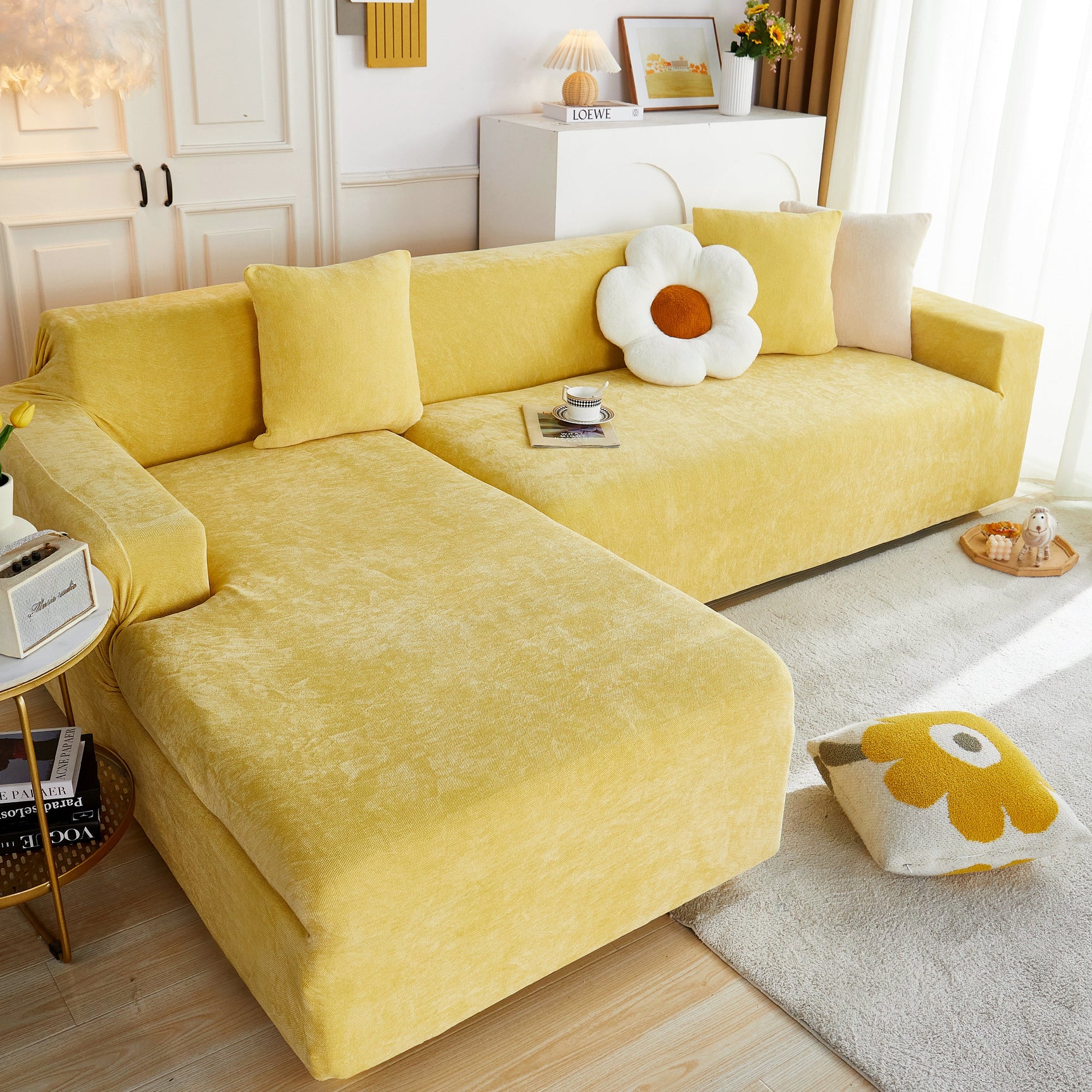 L Shape Couch Cover Stretch Soft Sectional Sofa Cover Furniture Protector Slipcover for Couch with 1pcs Free Pillowcases - Ornate Home