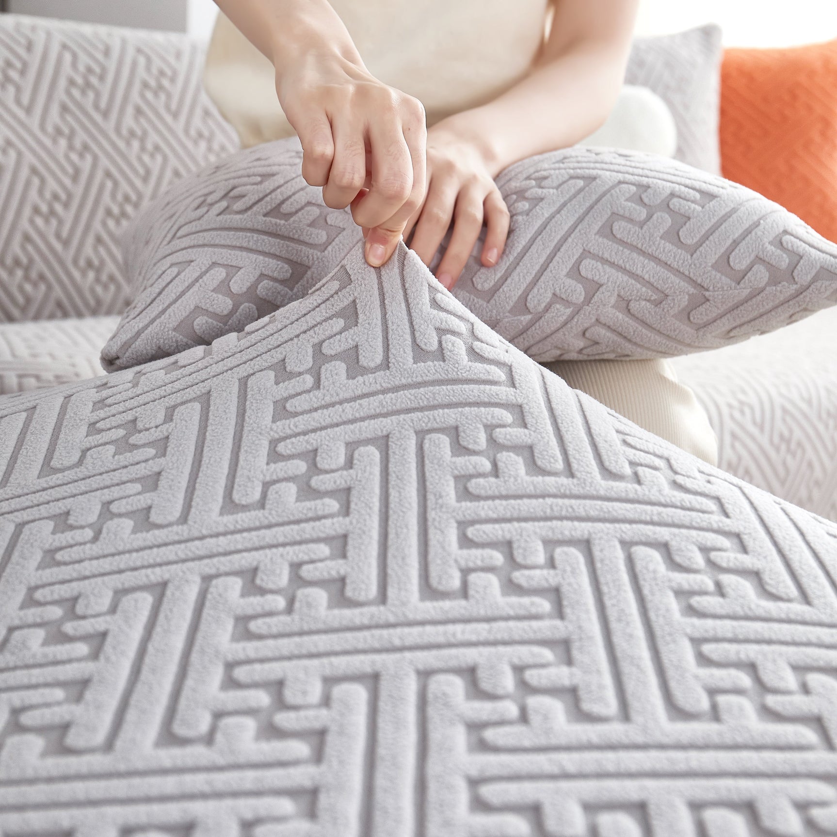 L Shape Sectional Sofa Cover Soft Stretch Furniture Protector Couch Slipcover with 1pcs Free Pillowcases - Ornate Home