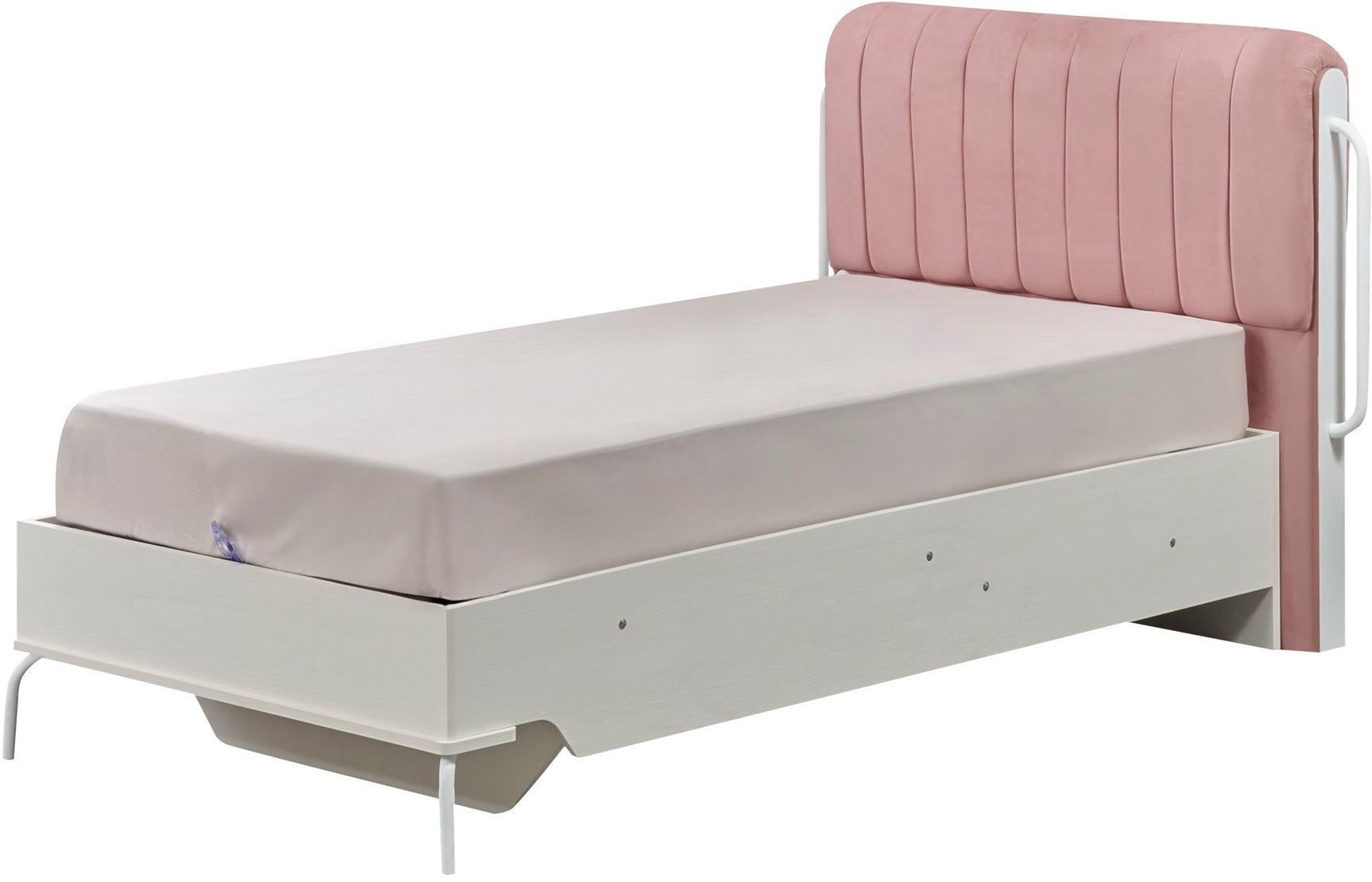Linda Pink/White Twin Bed With Headboard
