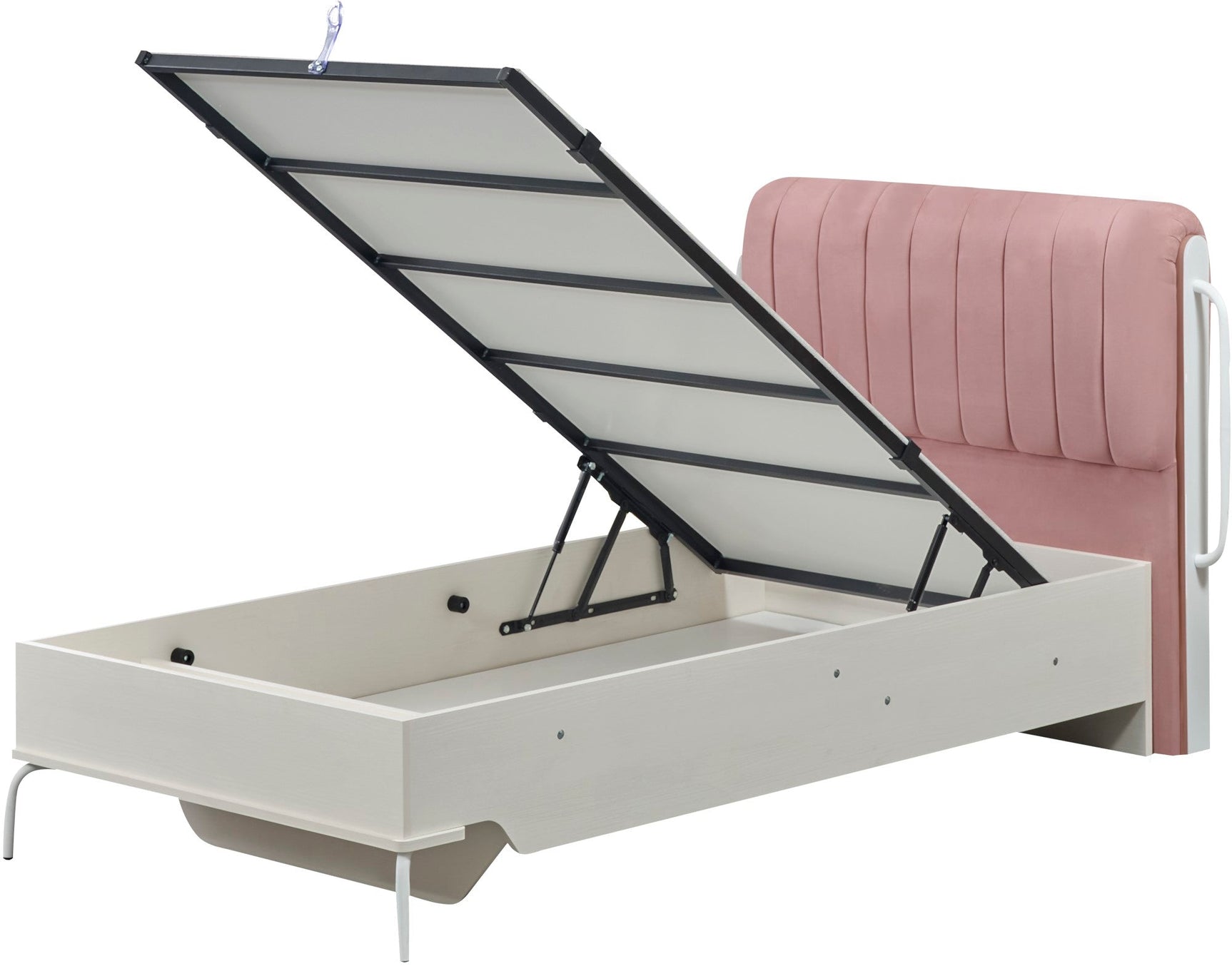Linda Pink/White Twin Bed With Headboard