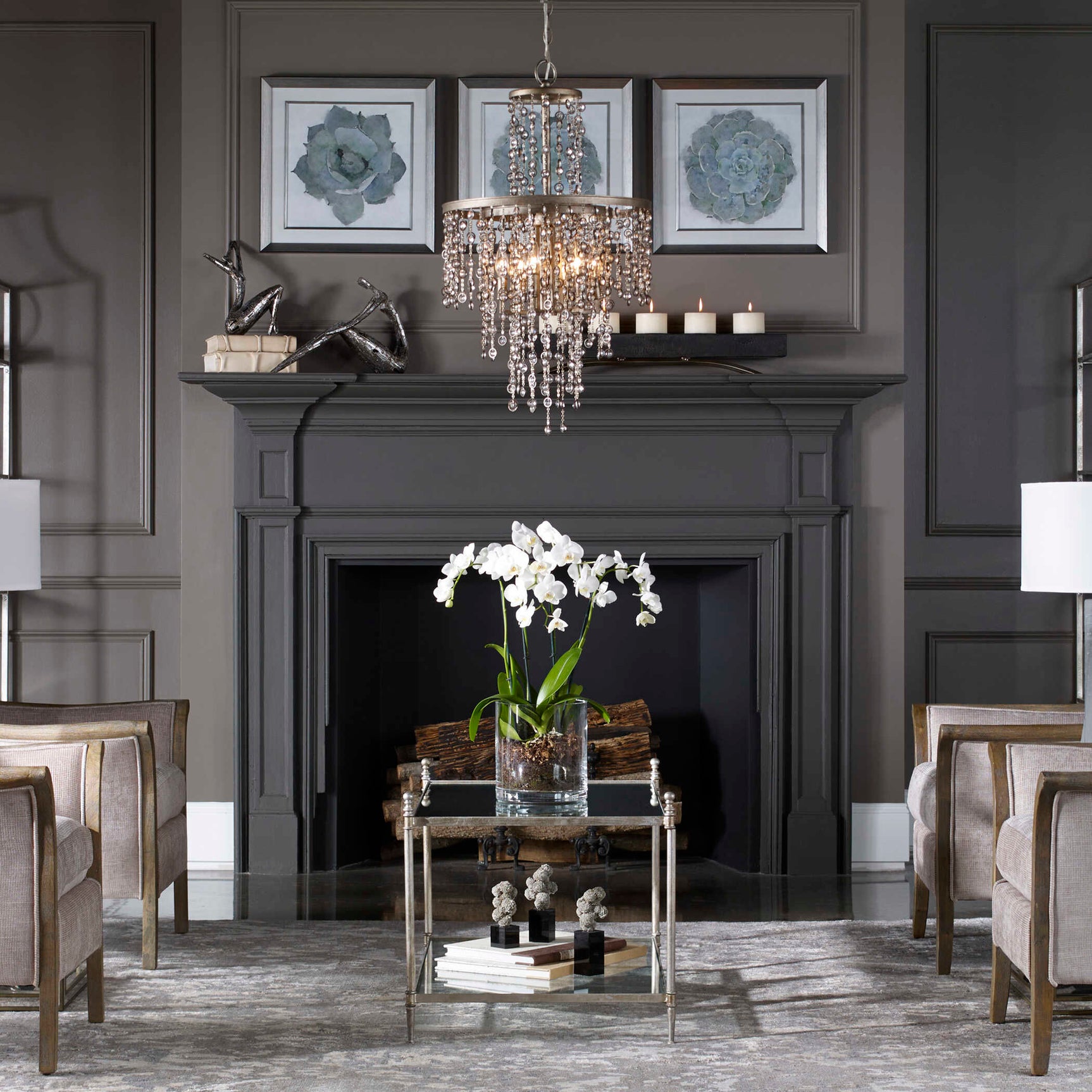 Valka Bronze 6 Light Crystal Chandelier