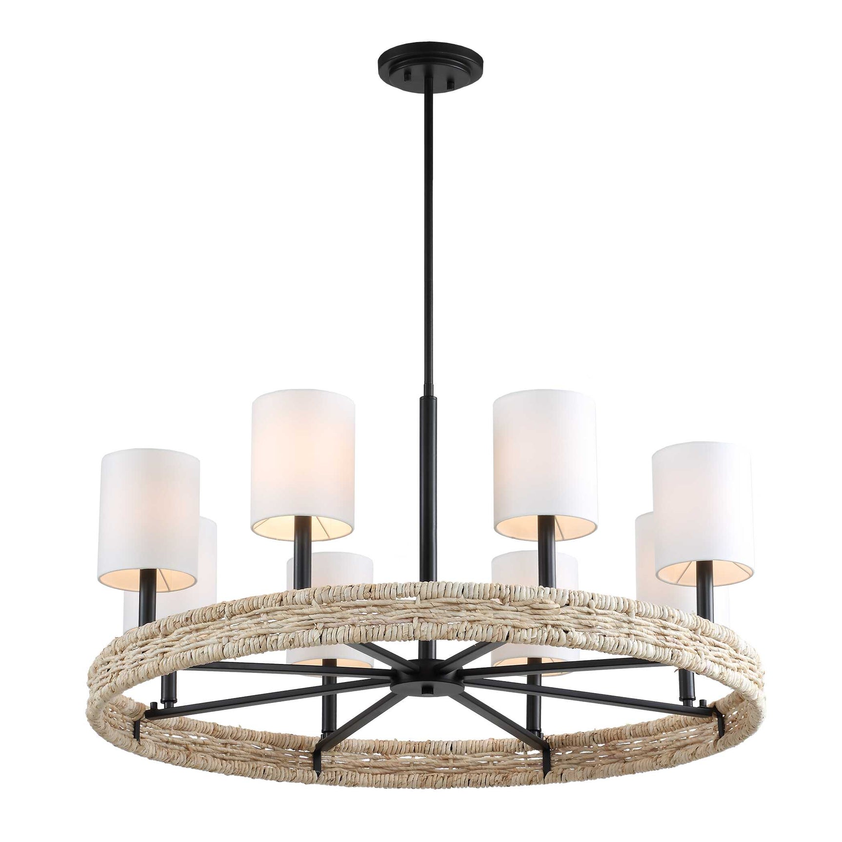 Faiyam Bronze/White 8 Light Rattan Chandelier