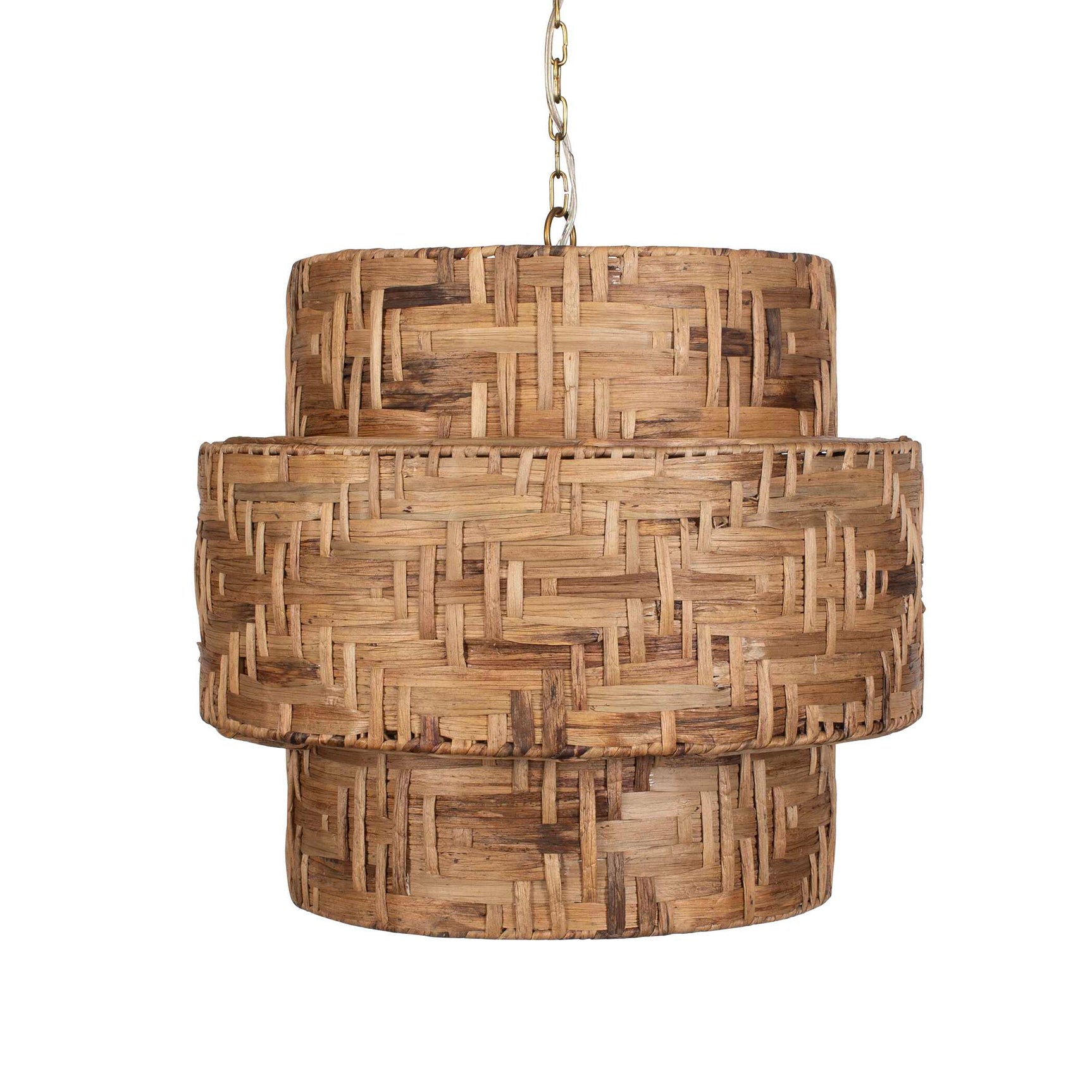 Water Hyacinth Brass 4 Light Woven Pendant