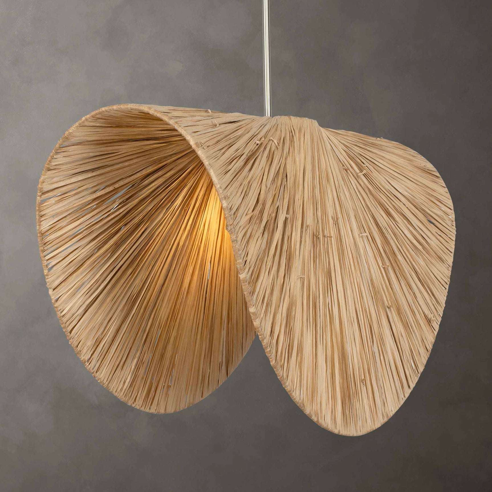 Bend Brass 1 Light Raffia Pendant