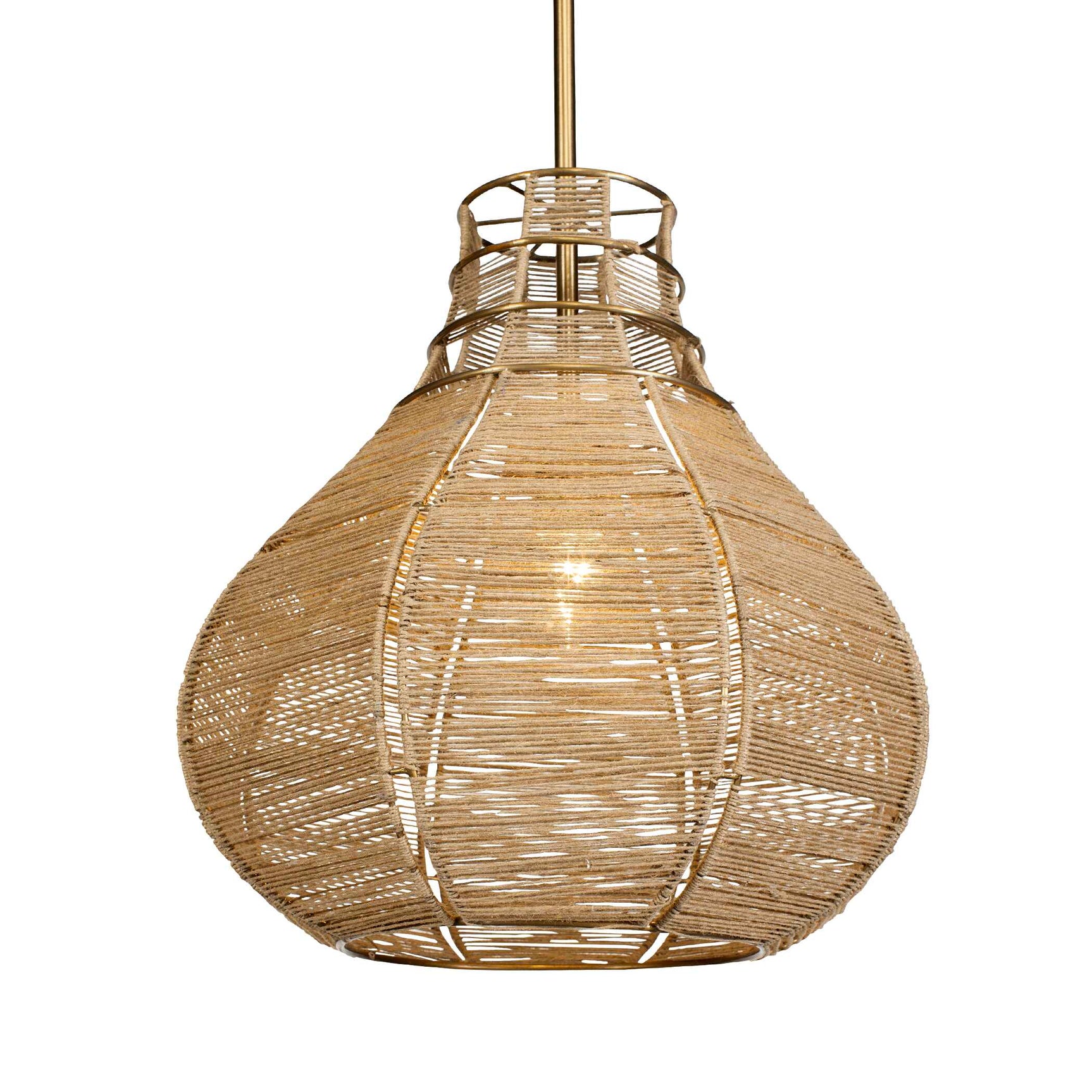Hestia Brass 1 Light Natural Rope Pendant