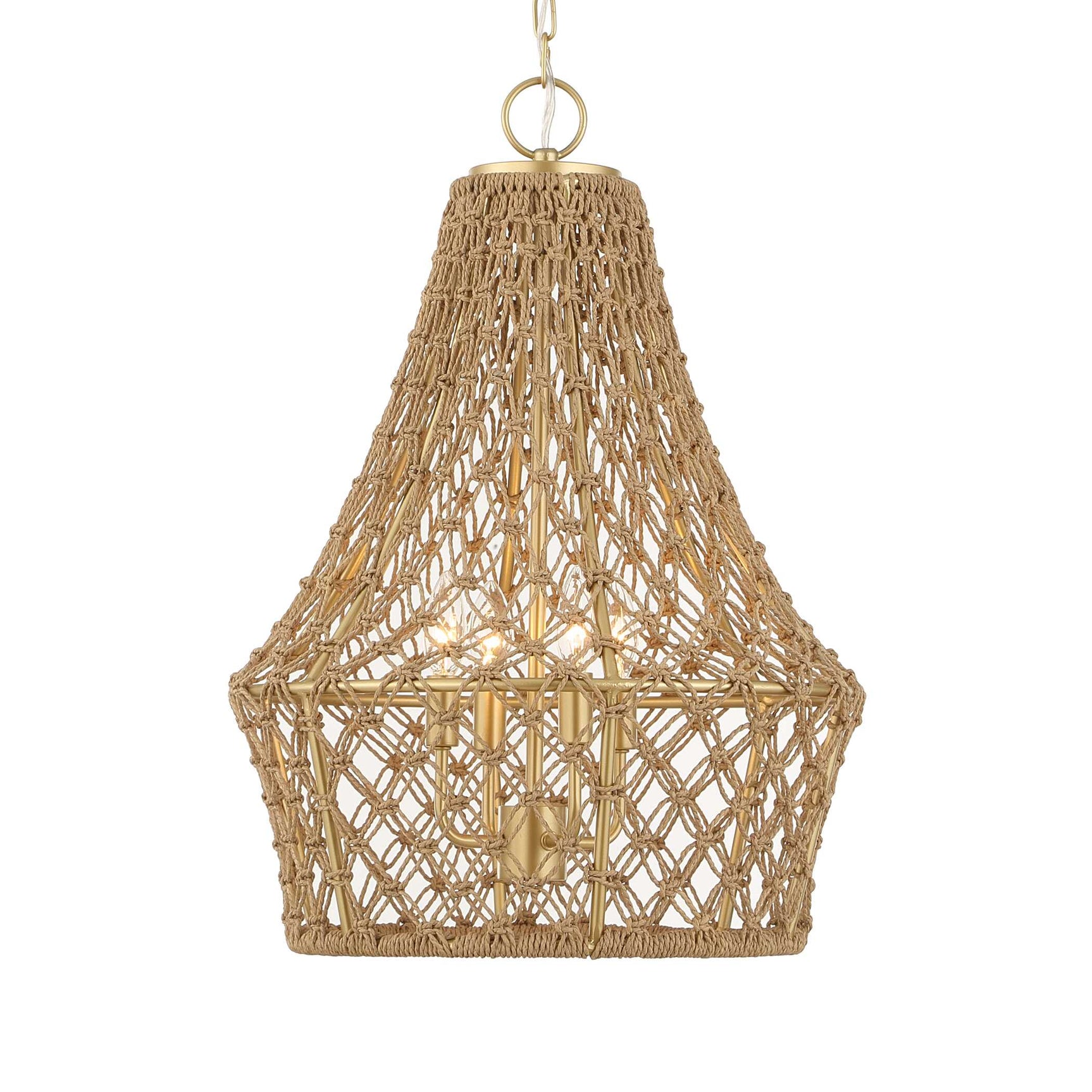 Macrame Gold 4 Light Rope Pendant