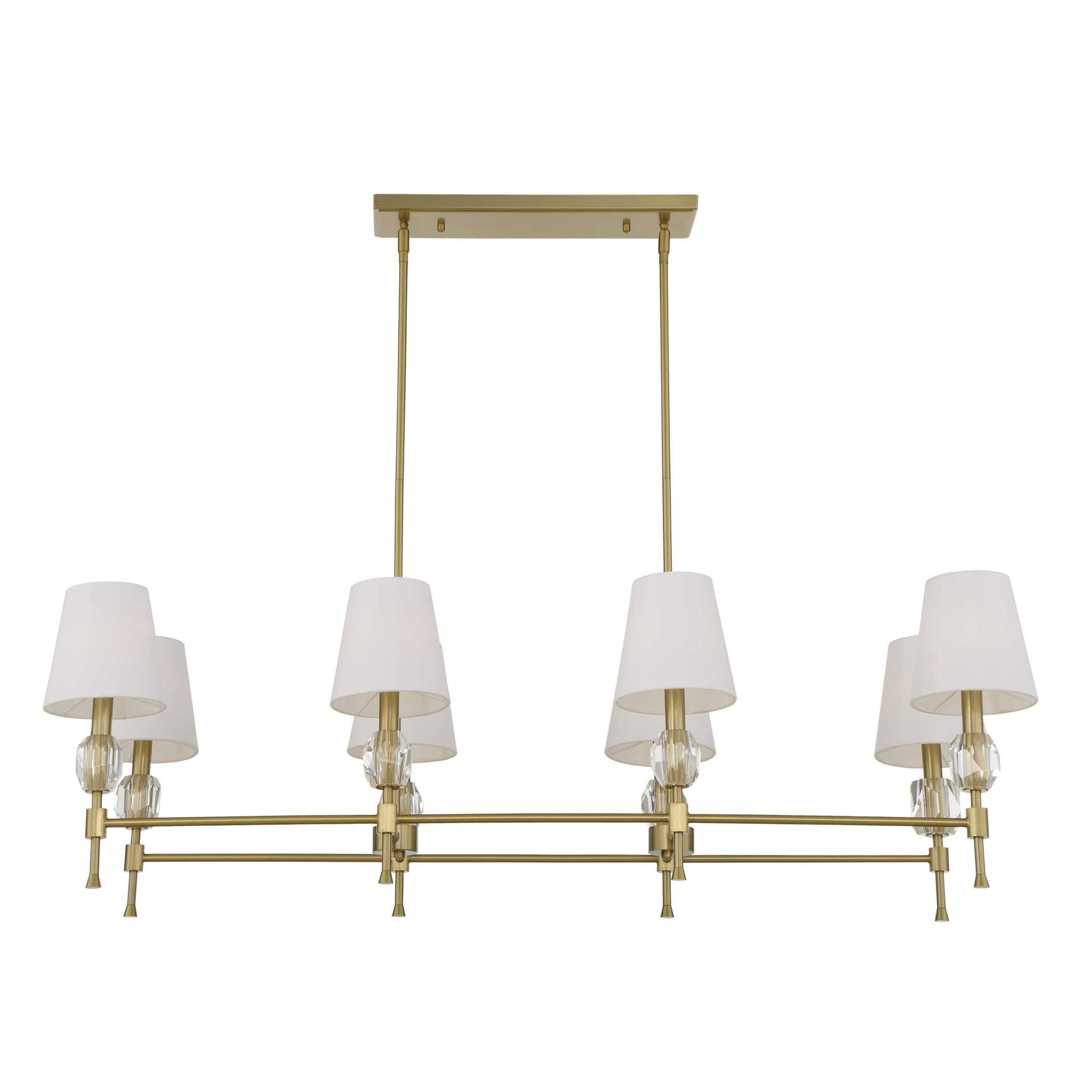 Arques Brass/White 8 Light Linear Chandelier