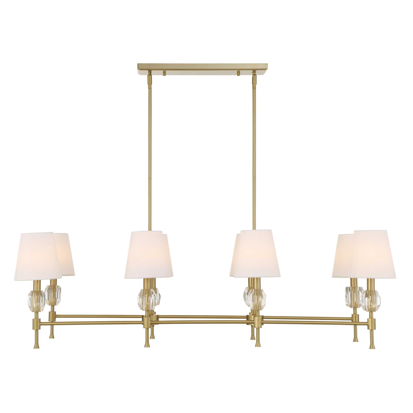 Arques Brass/White 8 Light Linear Chandelier