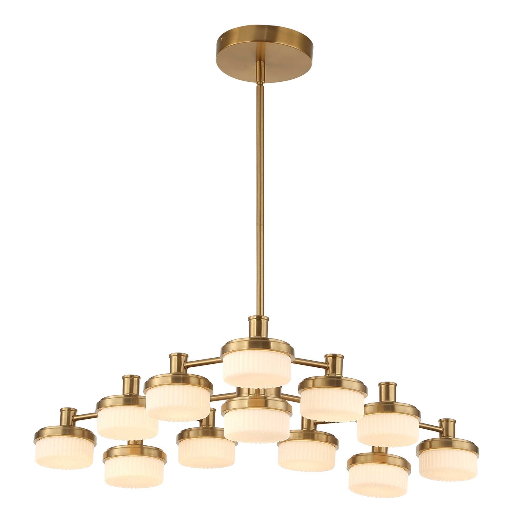 Wedge Brass 12 Light LED Chandelier