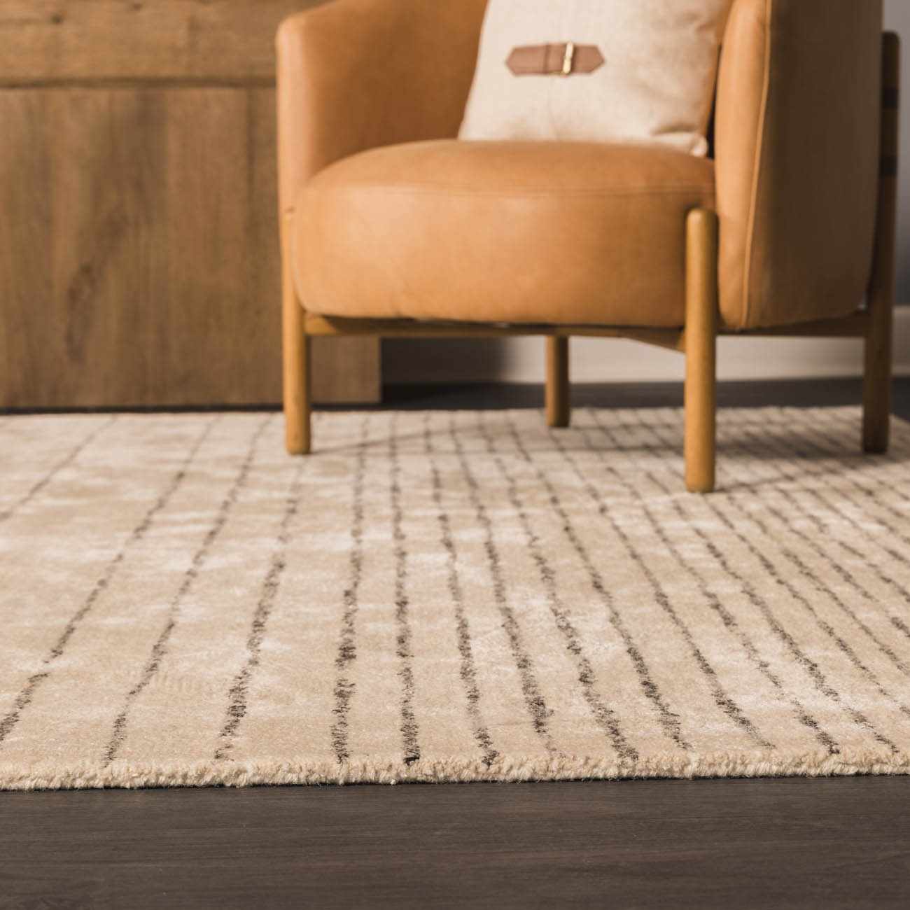 Ellisburg Striped Cream Faux Silk Rug - Clearance