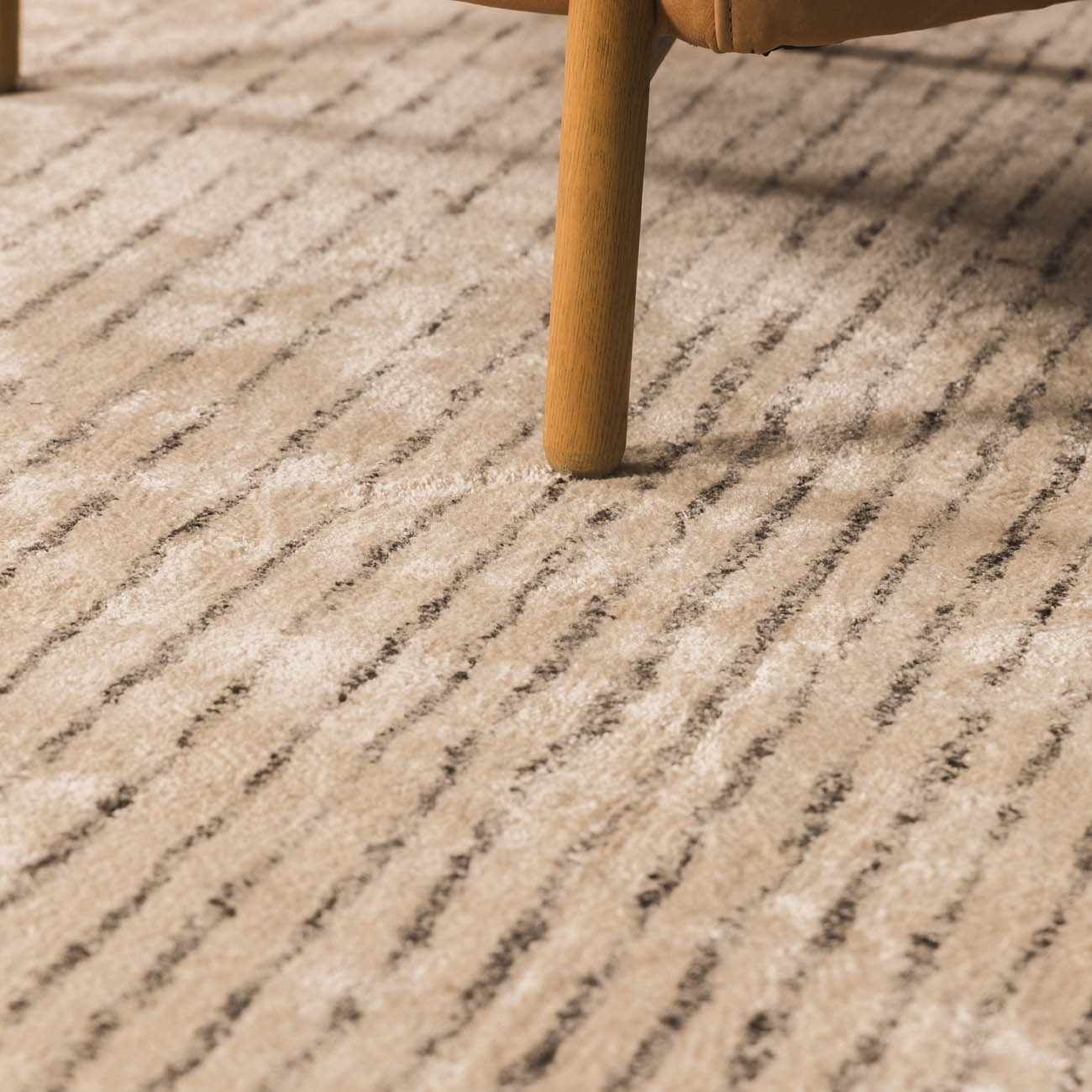 Ellisburg Striped Cream Faux Silk Rug - Clearance