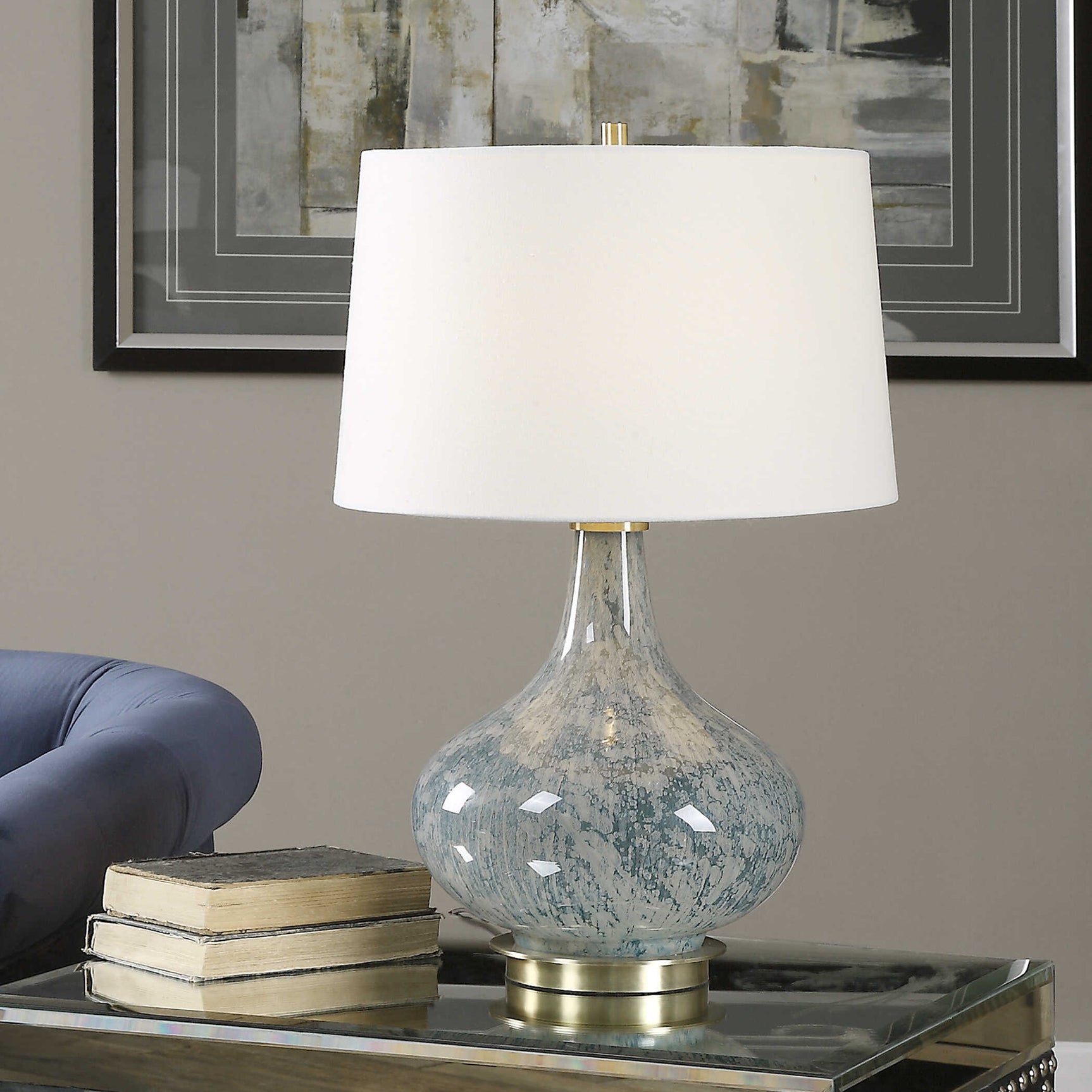 Celinda Blue/Gray Glass Lamp