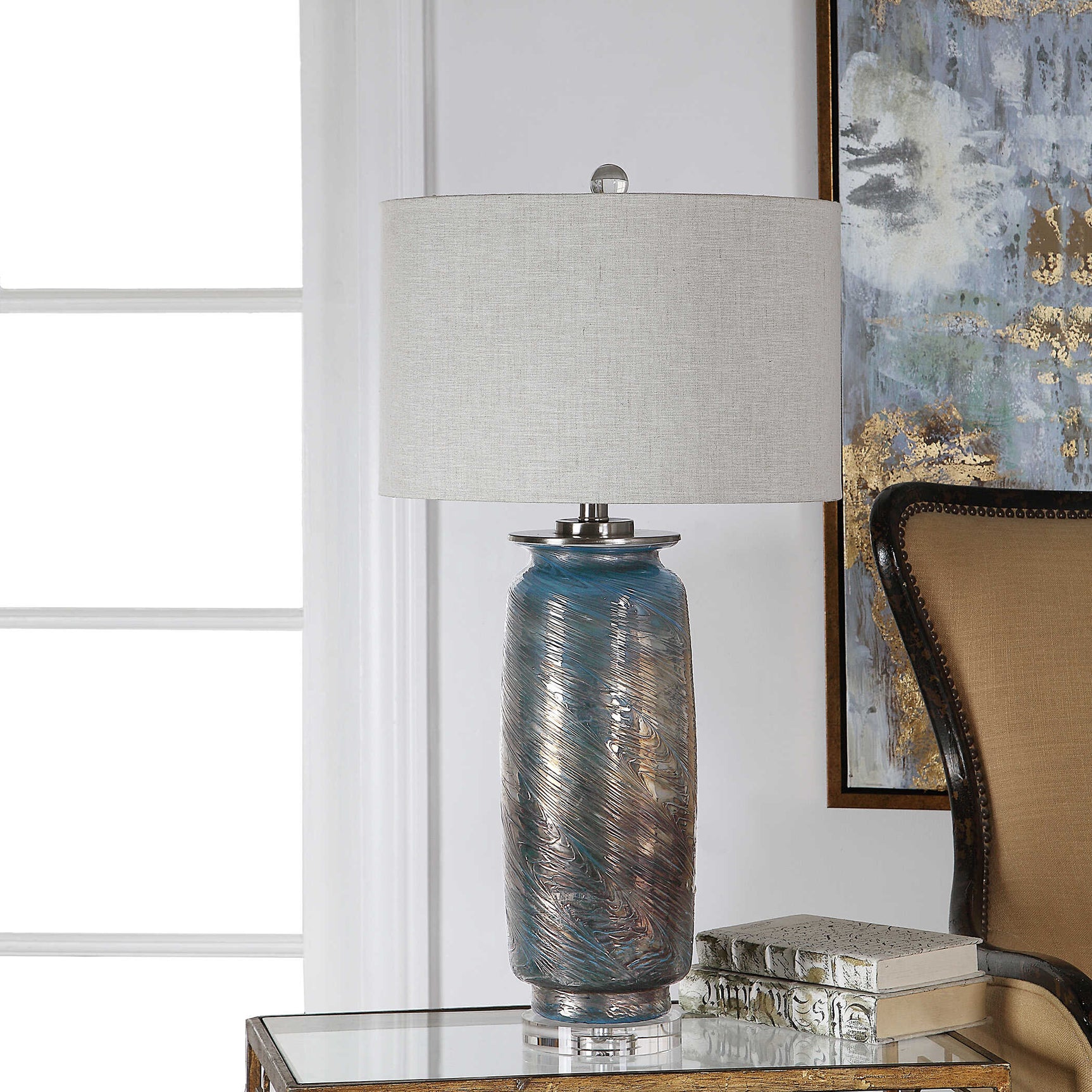 Olesya Bronze Swirl Glass Table Lamp