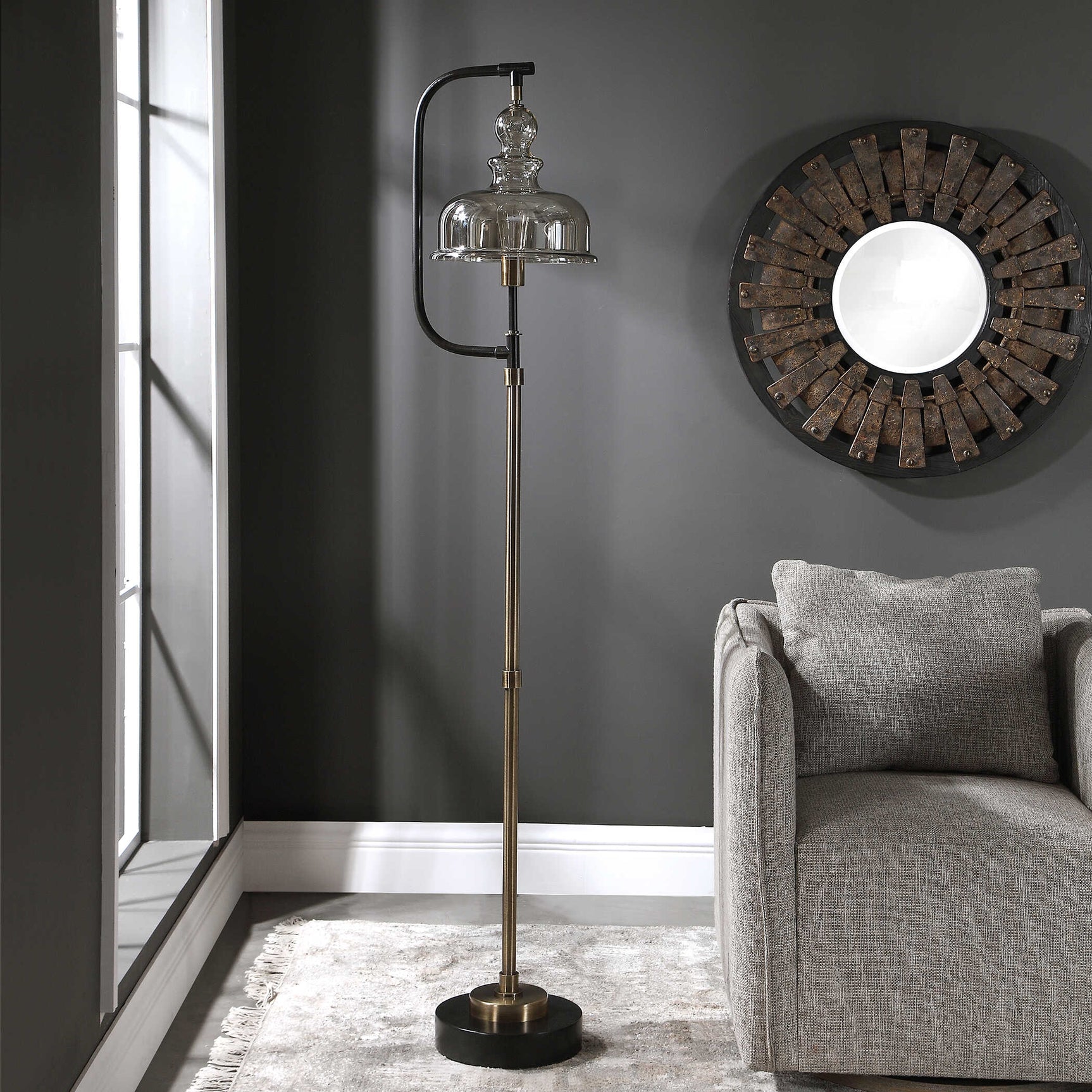 Elieser Brass/Bronze Industrial Floor Lamp