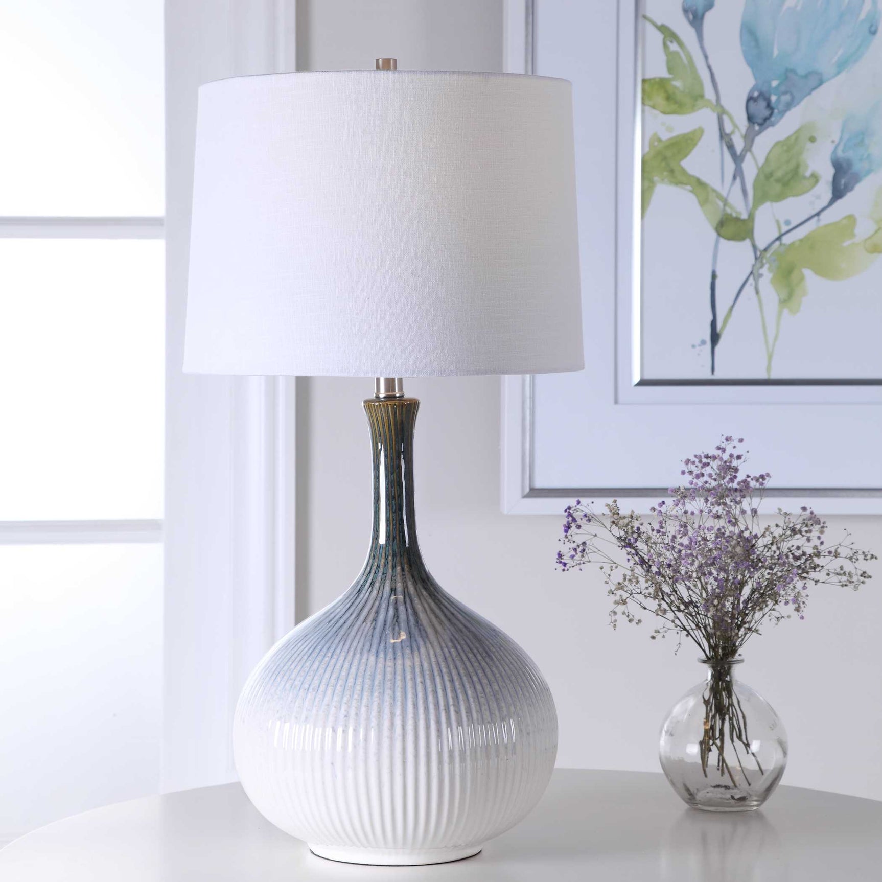 Eichler Blue/Brown/White Mid-Century Table Lamp