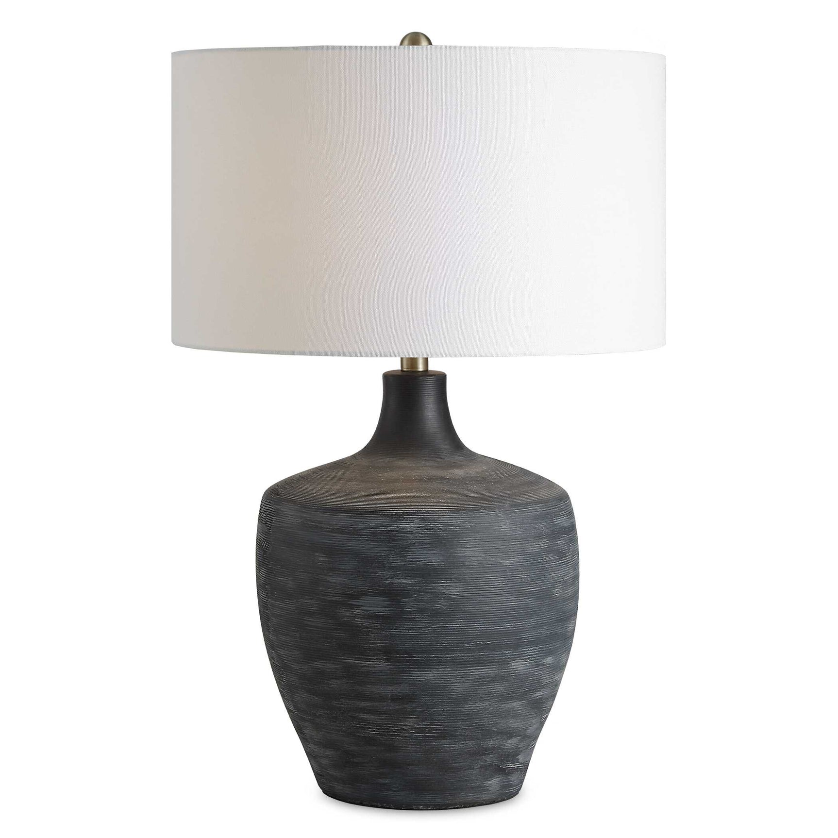 Graphite Black Ribbed Table Lamp