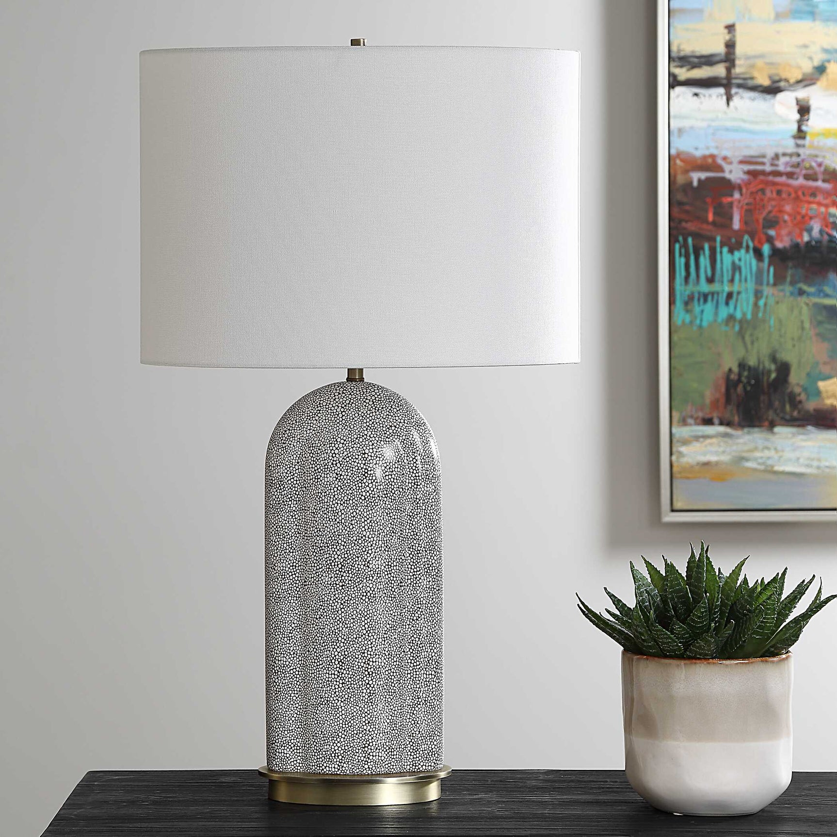 Dapple Brown/White Table Lamp