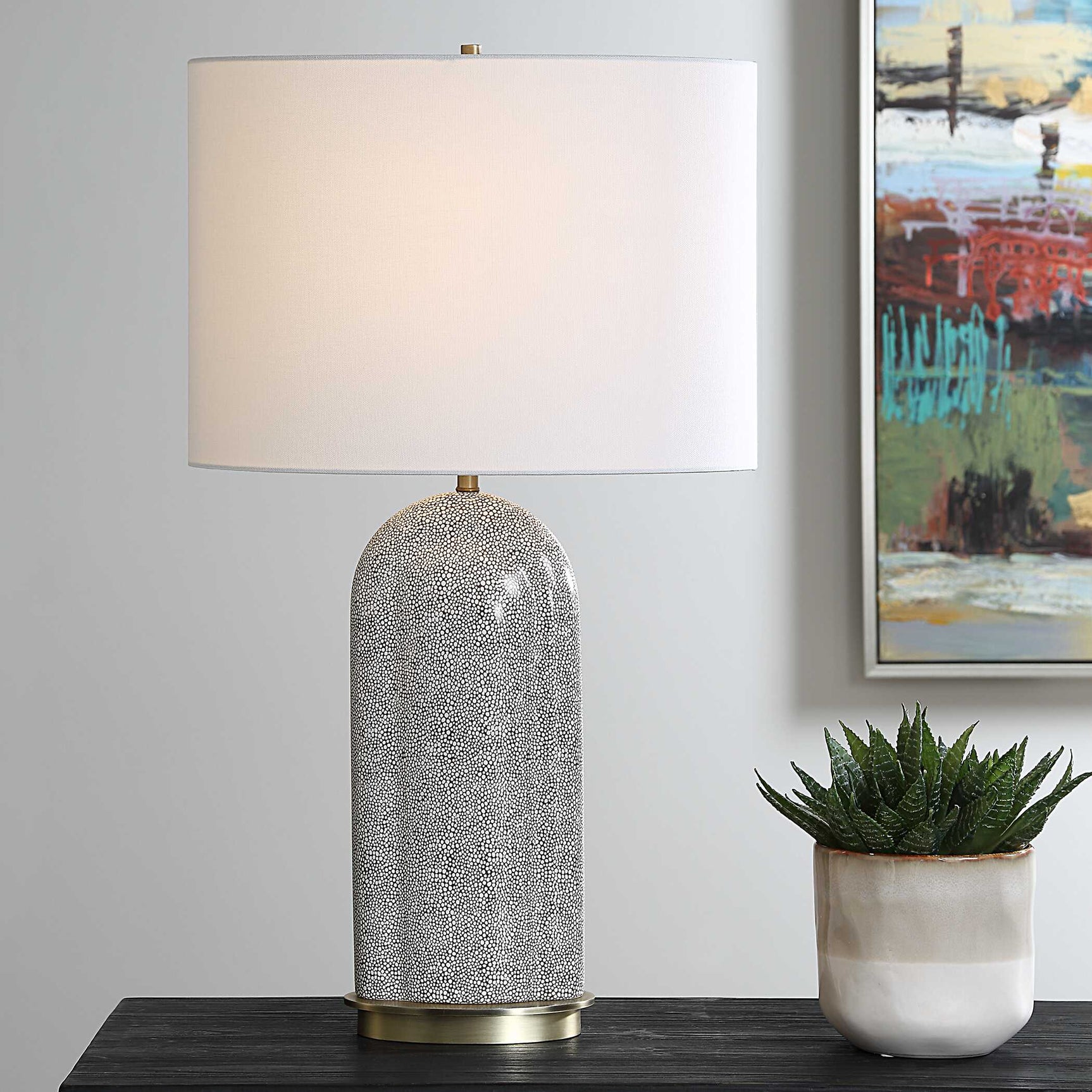 Dapple Brown/White Table Lamp