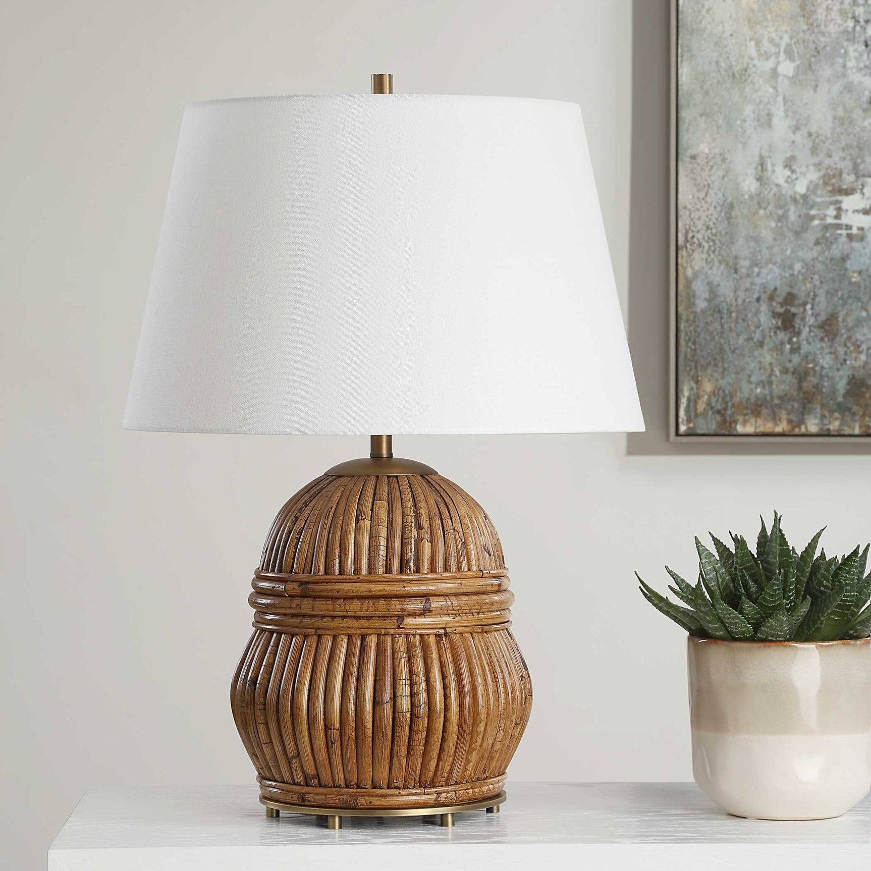 Reed Bronze/Brown Honey Rattan Table Lamp
